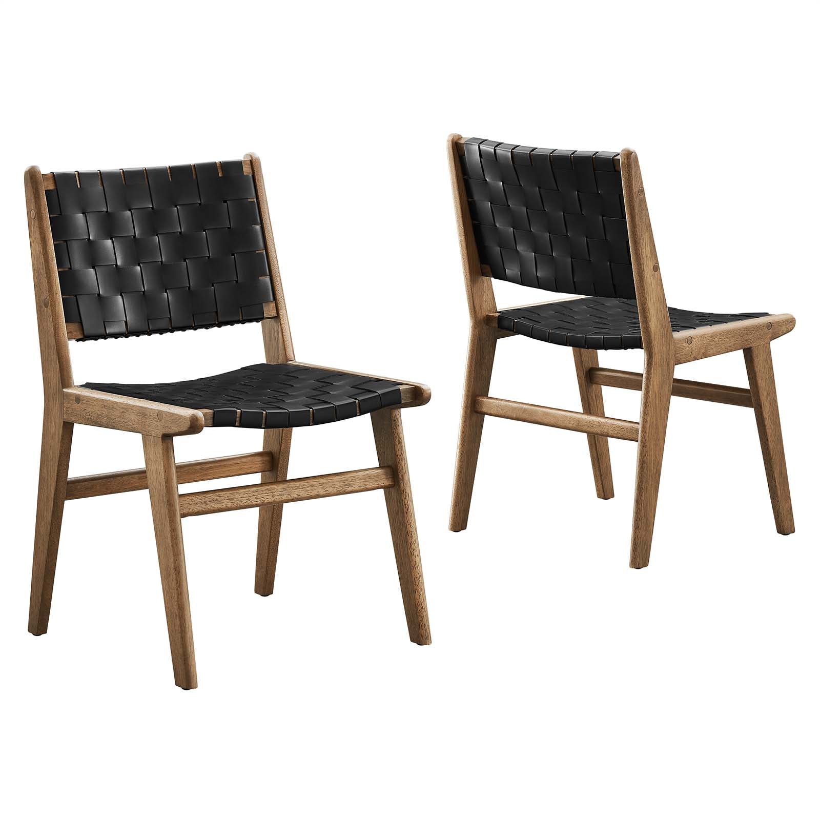 Saoirse Faux Leather Wood Dining Side Chair - Set of 2-Dining Chair-Modway-Wall2Wall Furnishings