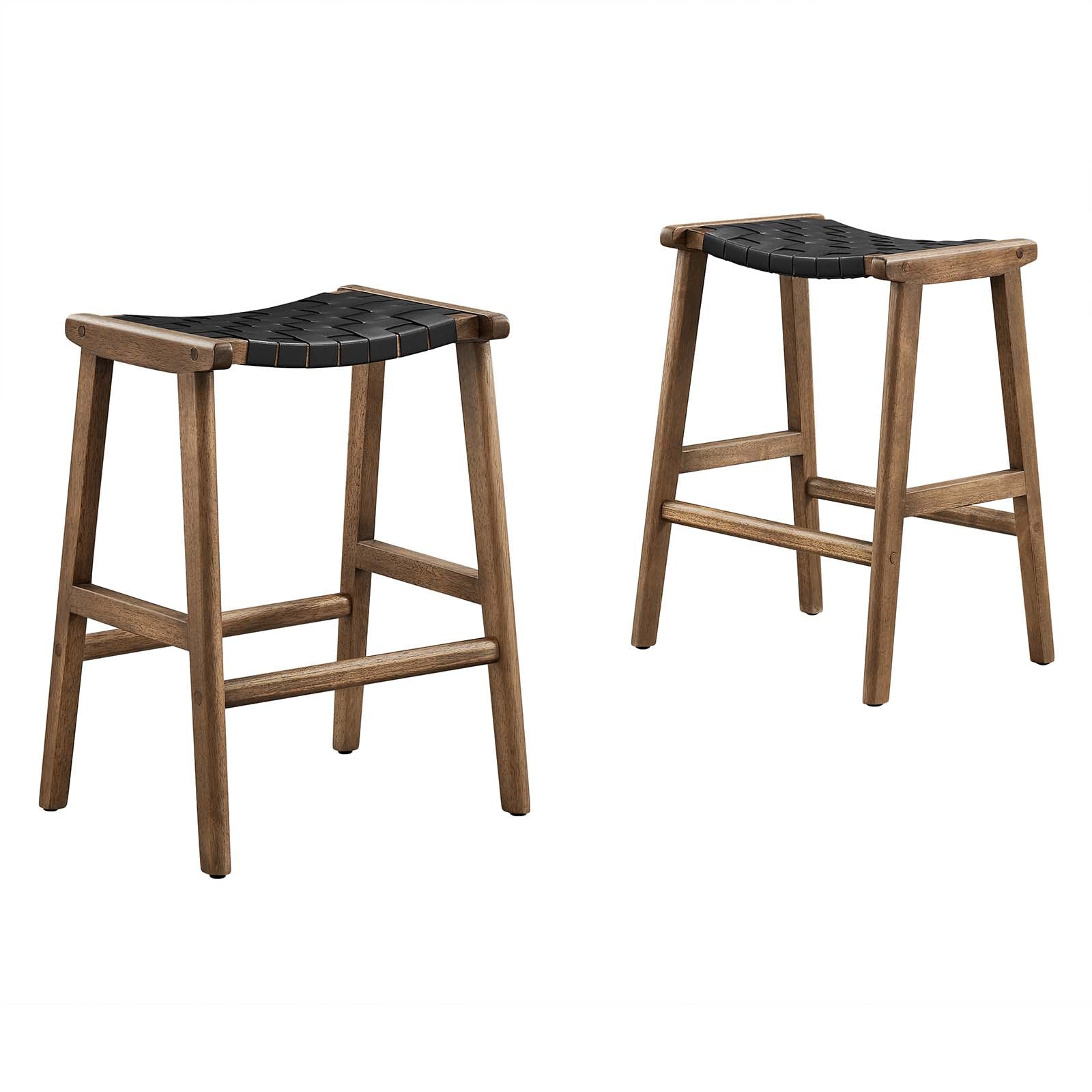 Saoirse Faux Leather Wood Counter Stool - Set of 2-Counter Stool-Modway-Wall2Wall Furnishings