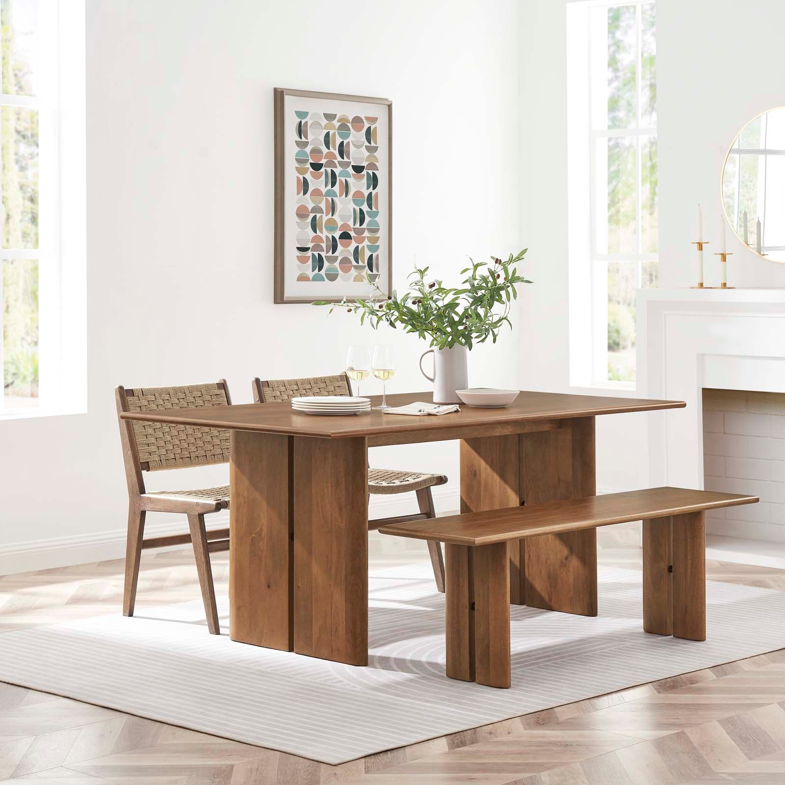 Amistad 72" Wood Dining Table and Bench Set-Dining Set-Modway-Wall2Wall Furnishings