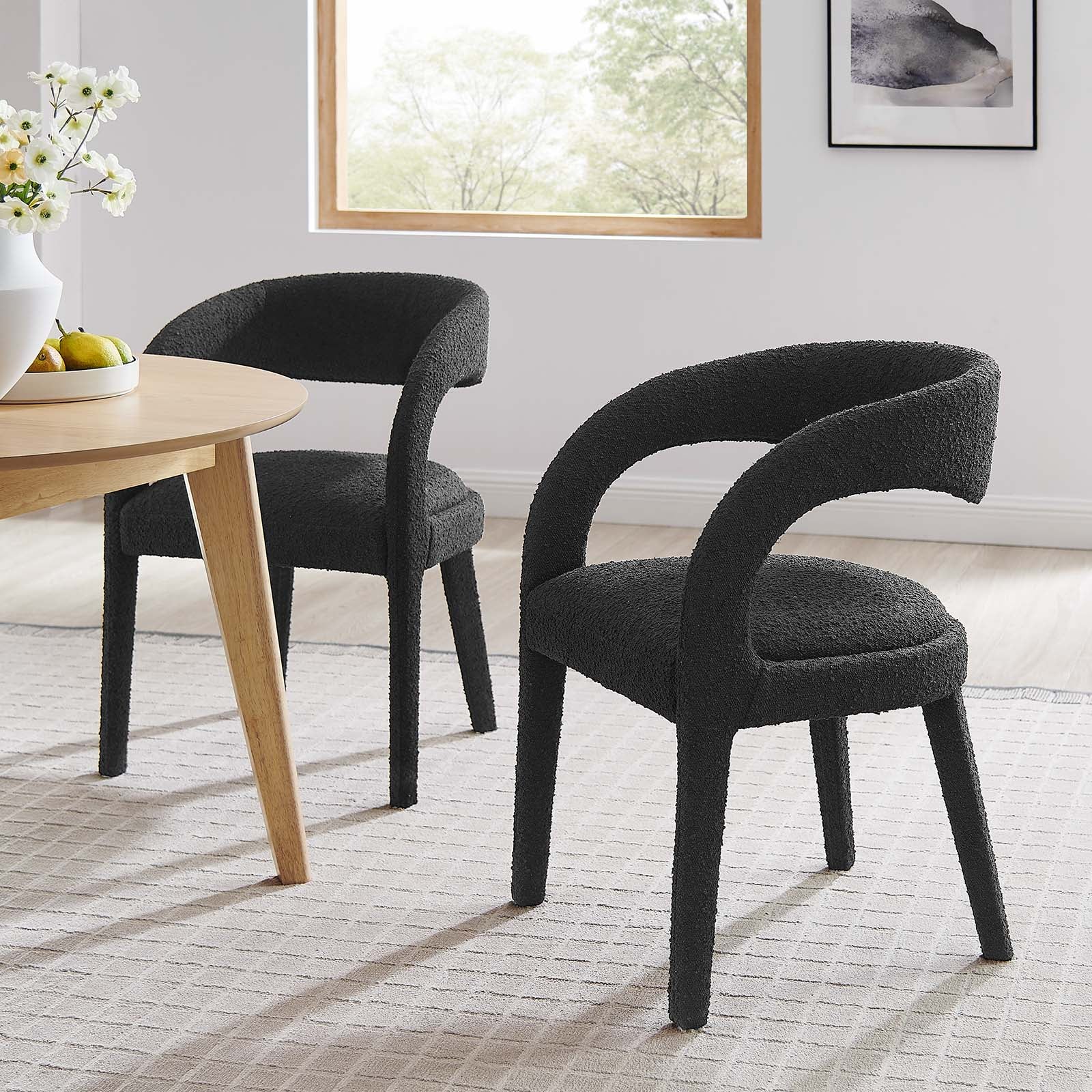 Pinnacle Boucle Upholstered Dining Chair Set of Two-Dining Chair-Modway-Wall2Wall Furnishings