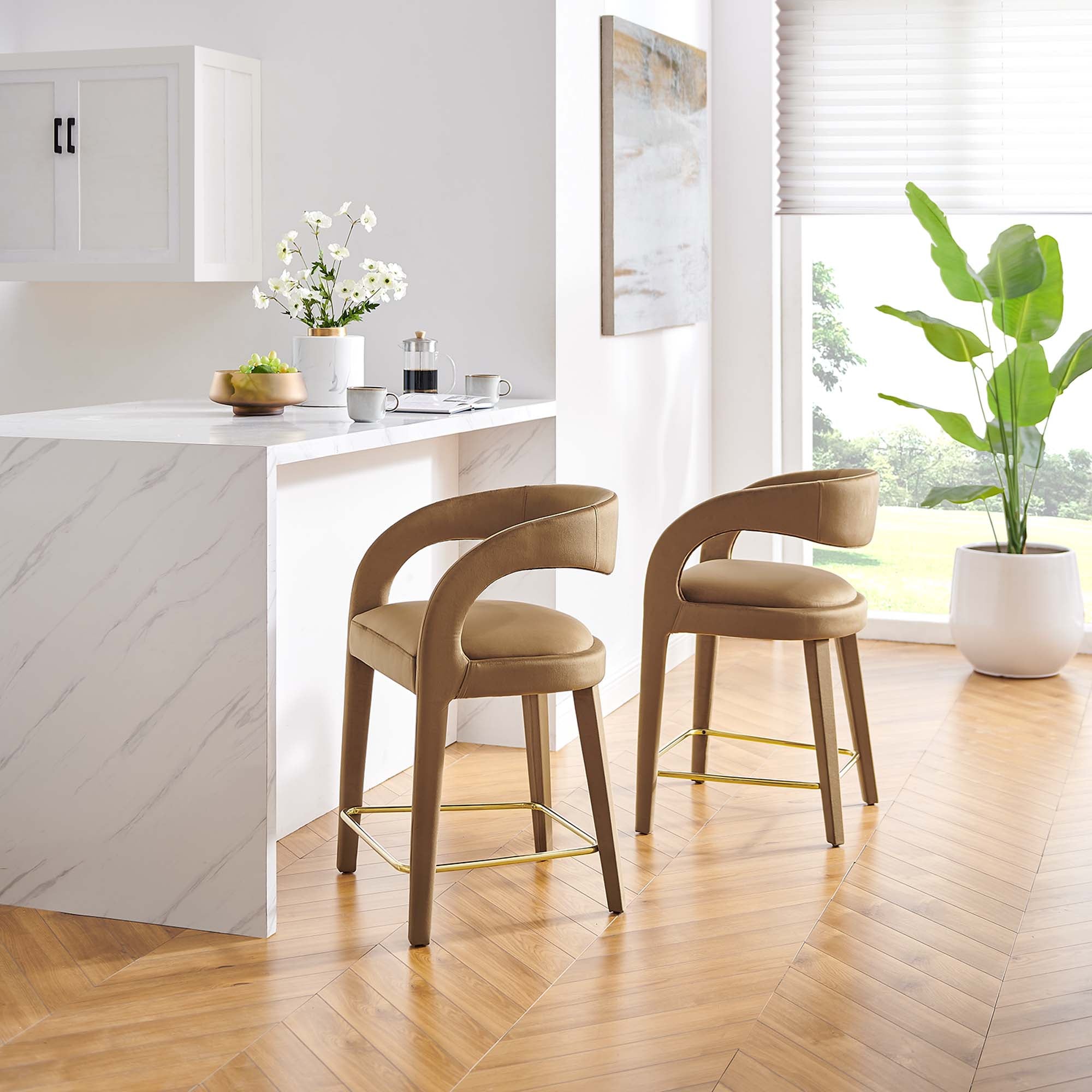 Pinnacle Performance Velvet Counter Stool Set of 2