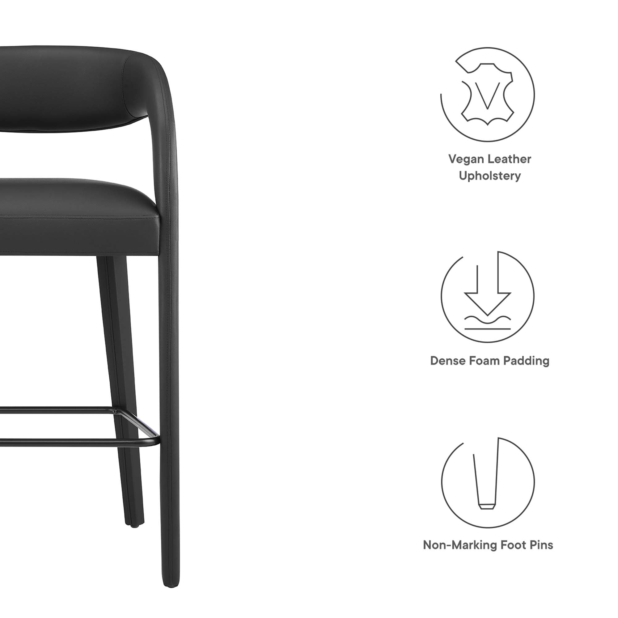 Pinnacle Vegan Leather Bar Stool Set of 2