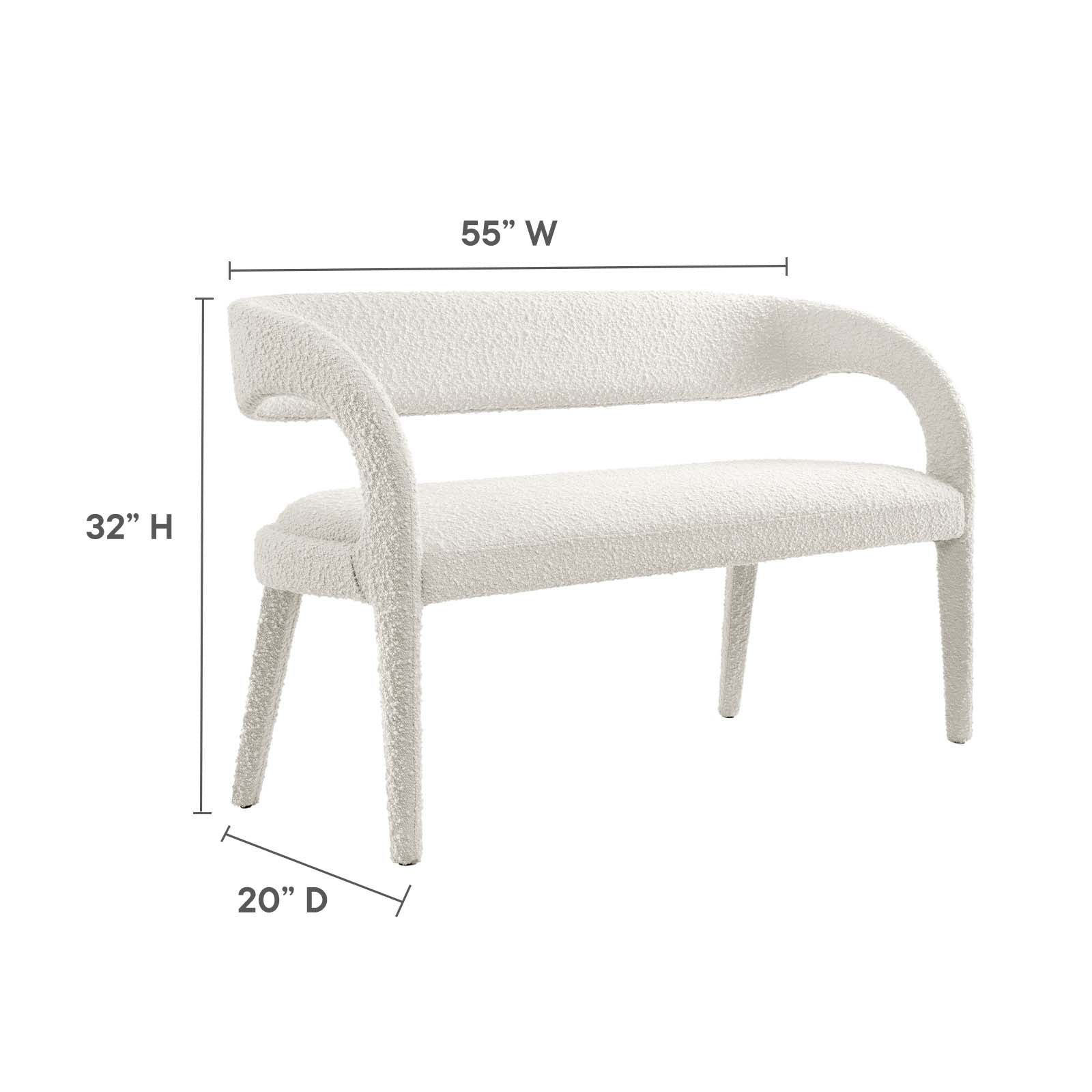 Pinnacle Boucle Fabric Accent Bench-Bench-Modway-Wall2Wall Furnishings