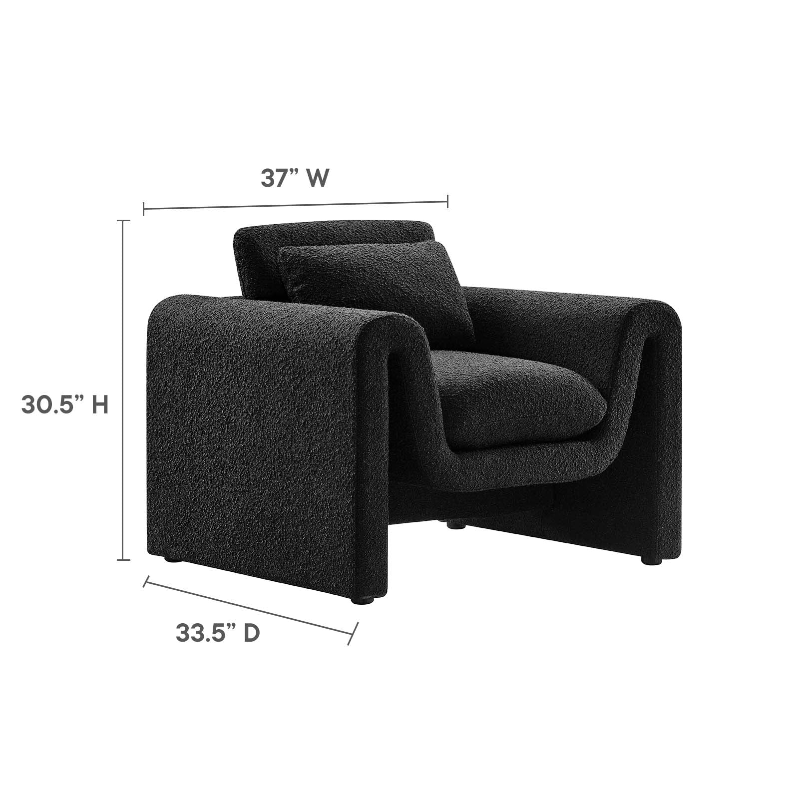 Waverly Boucle Upholstered Armchair-Armchair-Modway-Wall2Wall Furnishings