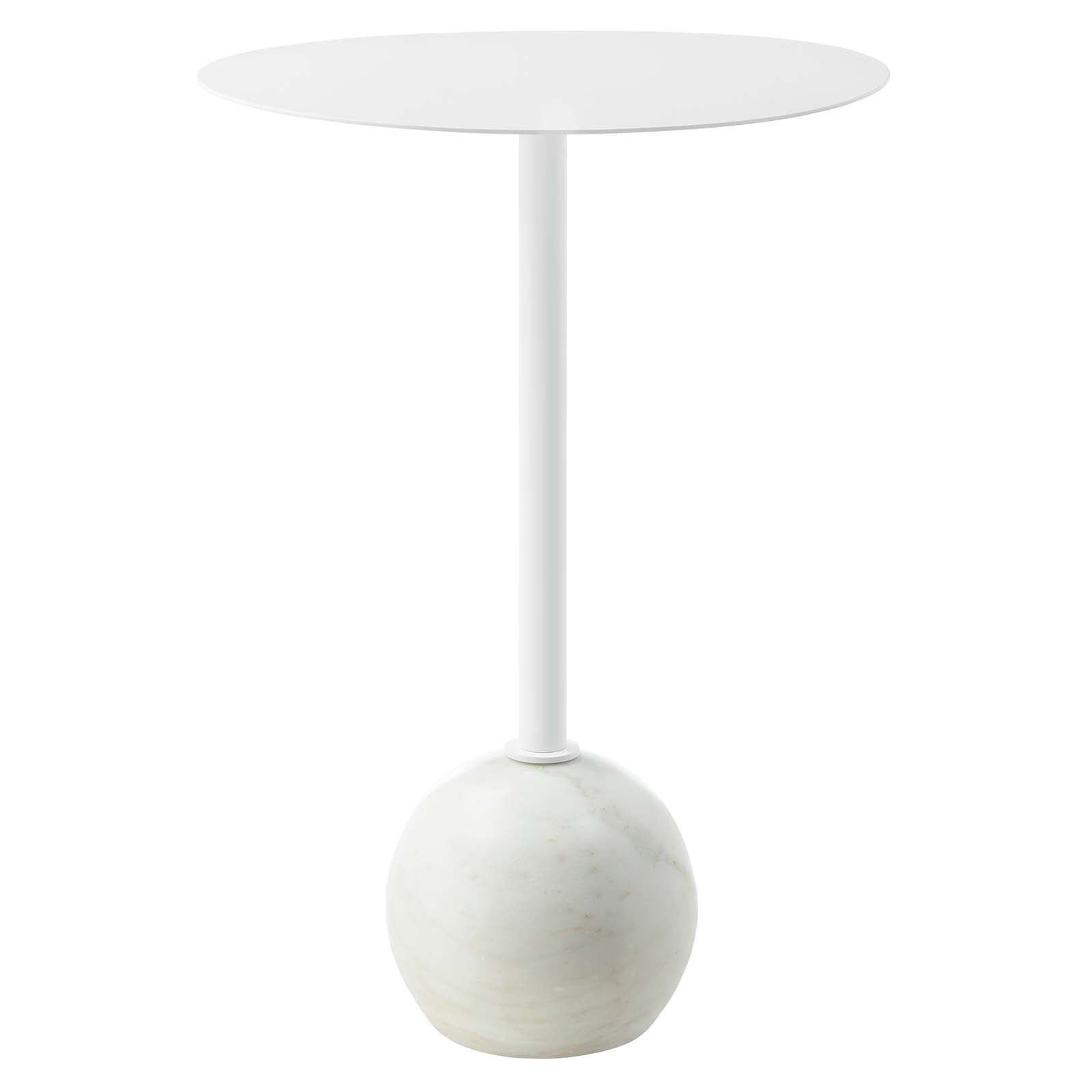 Aliza Round White Marble Side Table-Table-Modway-Wall2Wall Furnishings