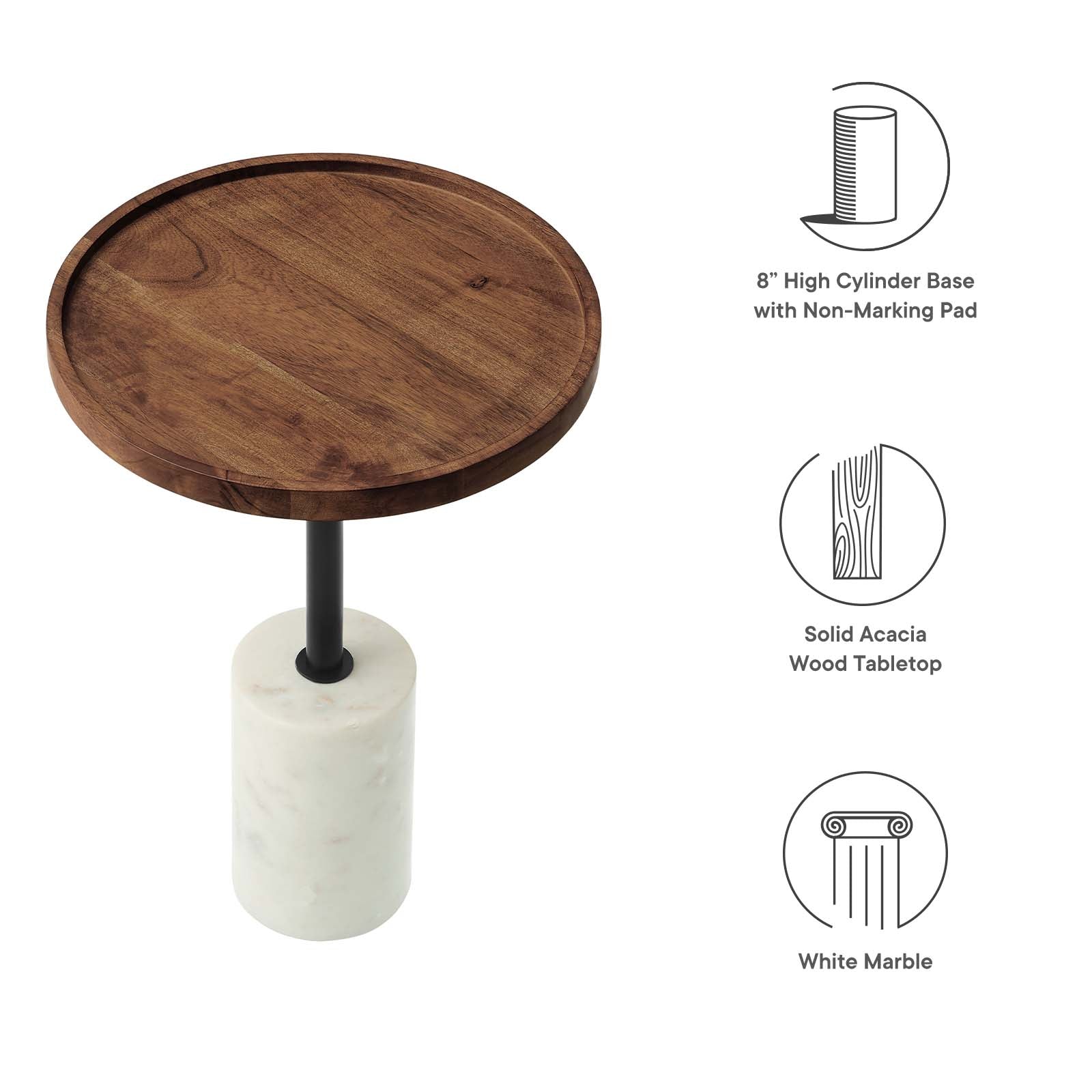 Amina Round Acacia Wood Side Table-Table-Modway-Wall2Wall Furnishings