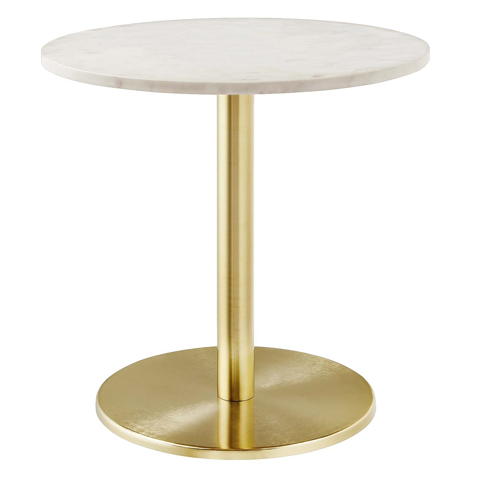 Viva Round White Marble Side Table-Table-Modway-Wall2Wall Furnishings