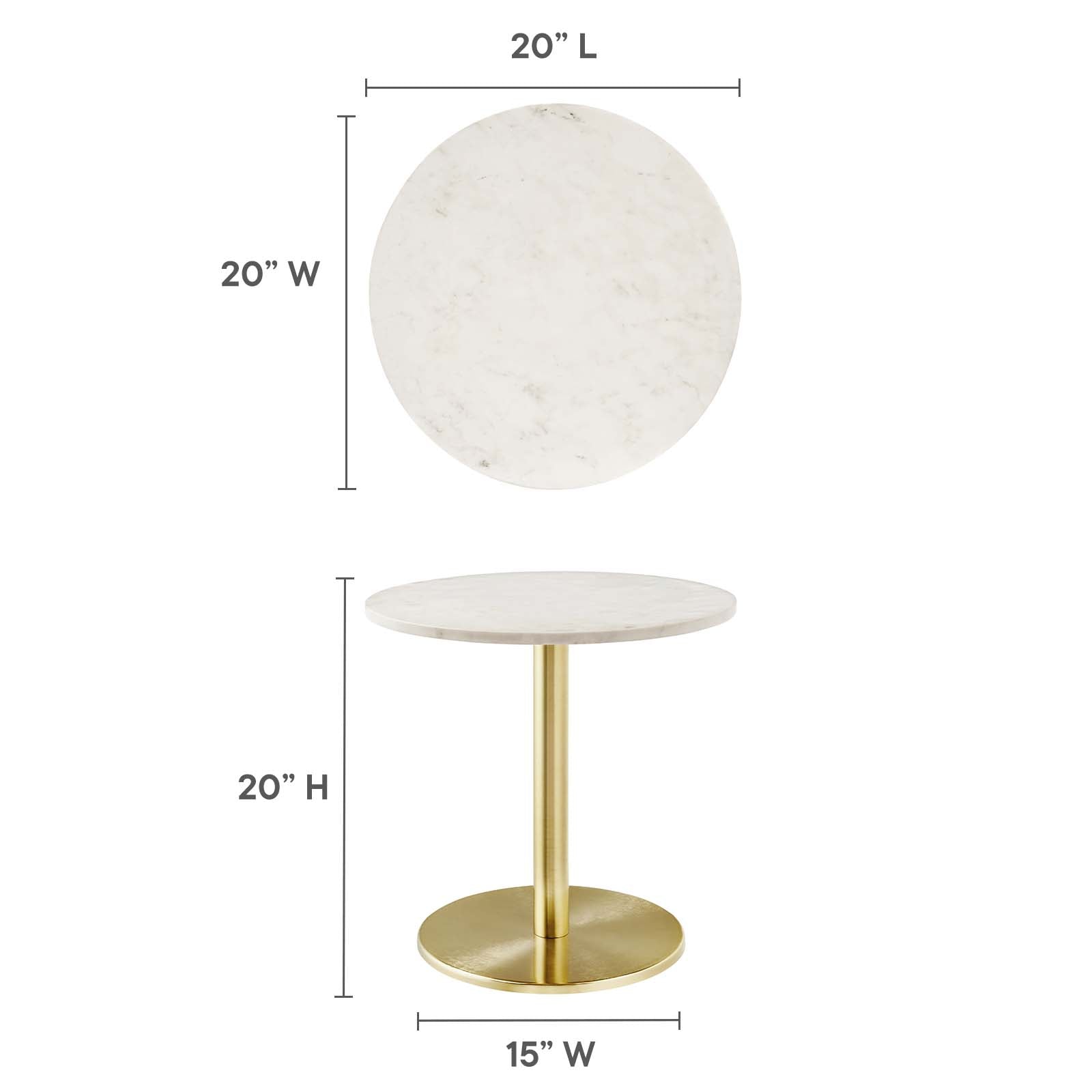 Viva Round White Marble Side Table-Table-Modway-Wall2Wall Furnishings
