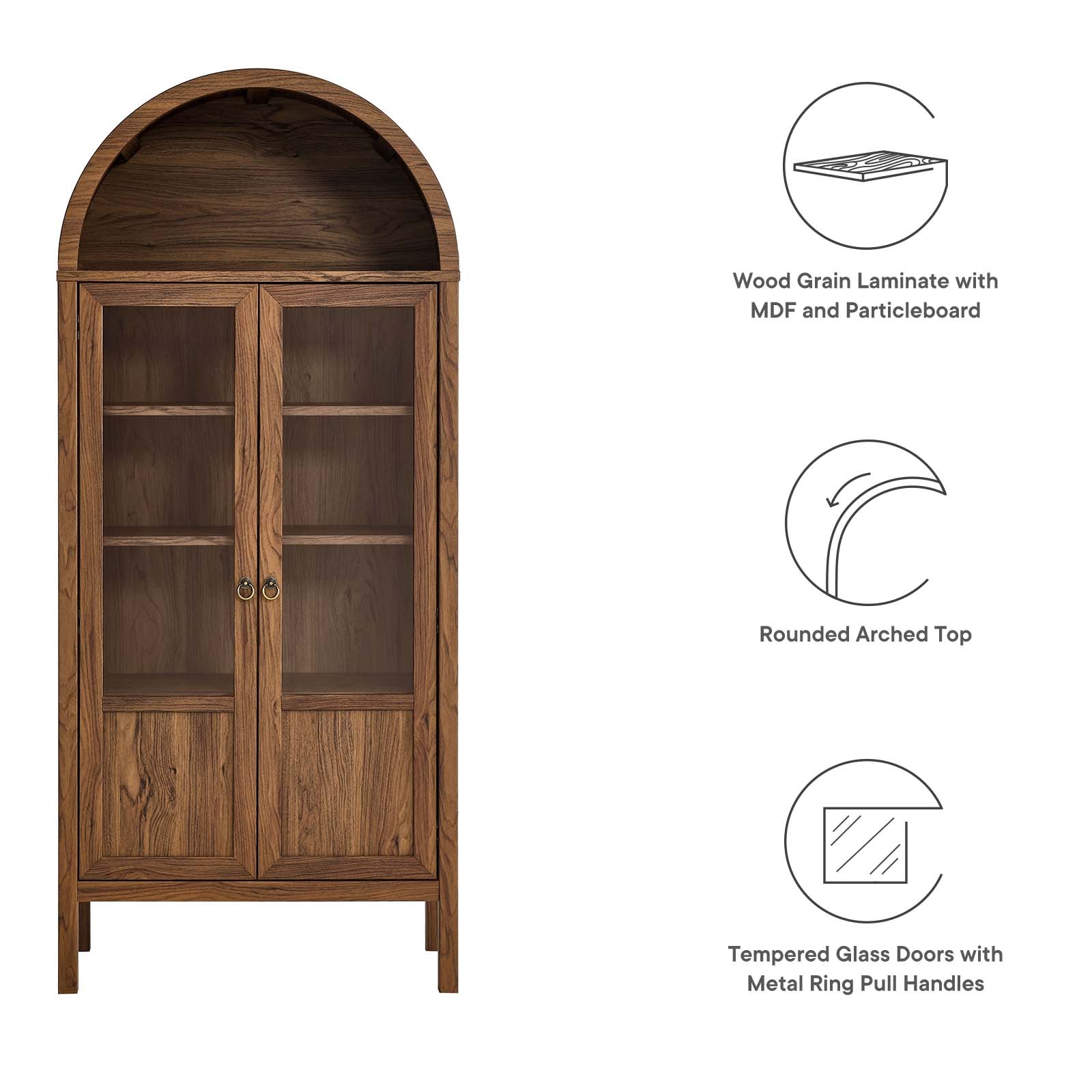 Tessa Tall Arched Storage Display Cabinet-Cabinet-Modway-Wall2Wall Furnishings