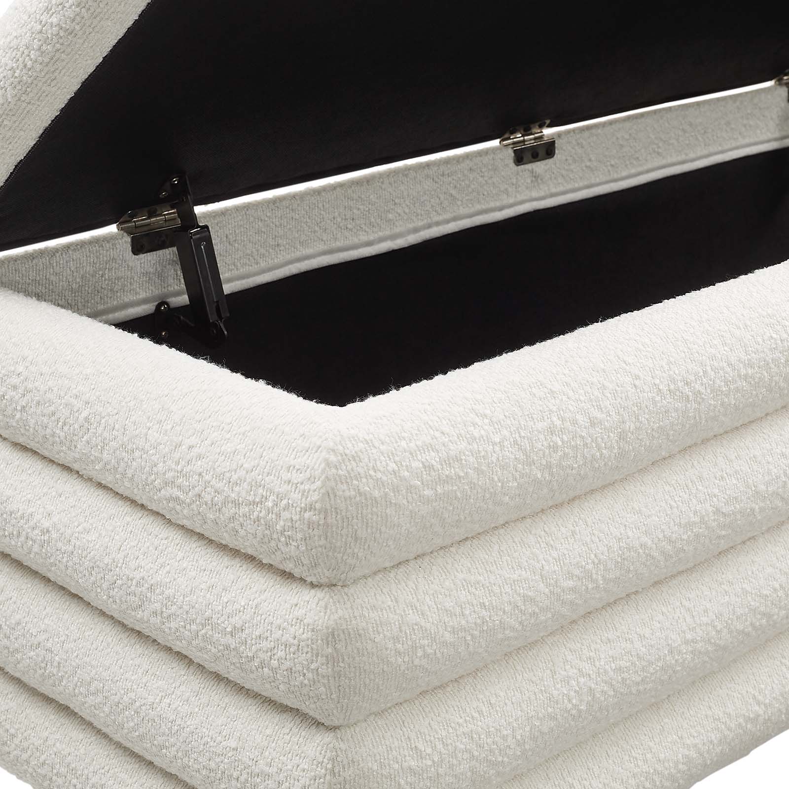 Mezzo Boucle Upholstered Storage Bench-Bench-Modway-Wall2Wall Furnishings
