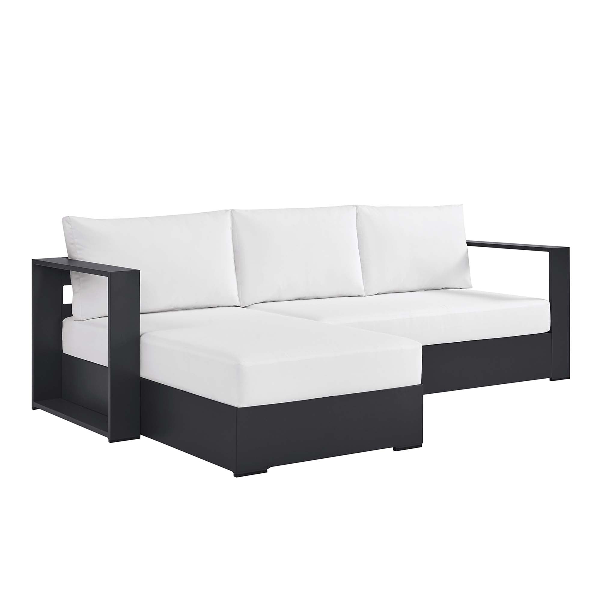 Tahoe 2-Piece Outdoor Patio Powder-Coated Aluminum Left-Facing Chaise Sectional Sofa Set