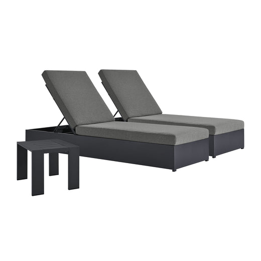 Tahoe 3-Piece Outdoor Patio Powder-Coated Aluminum Chaise Lounge Set