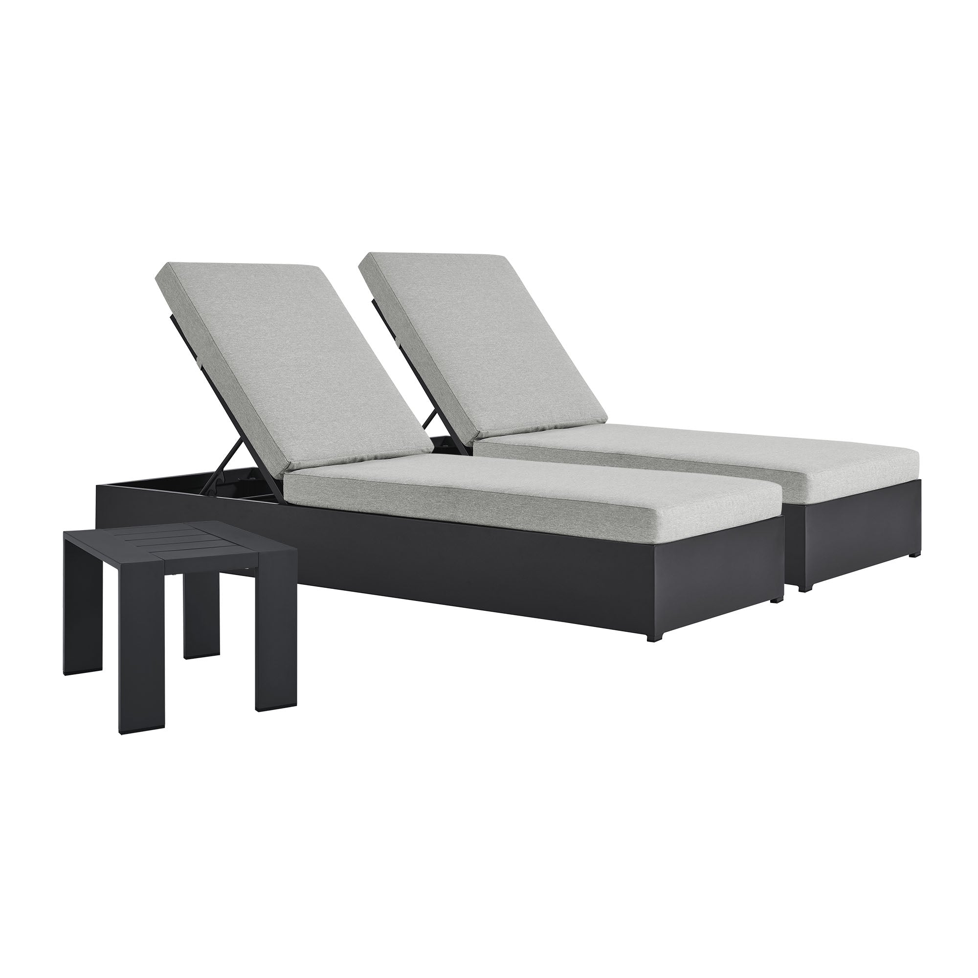 Tahoe 3-Piece Outdoor Patio Powder-Coated Aluminum Chaise Lounge Set