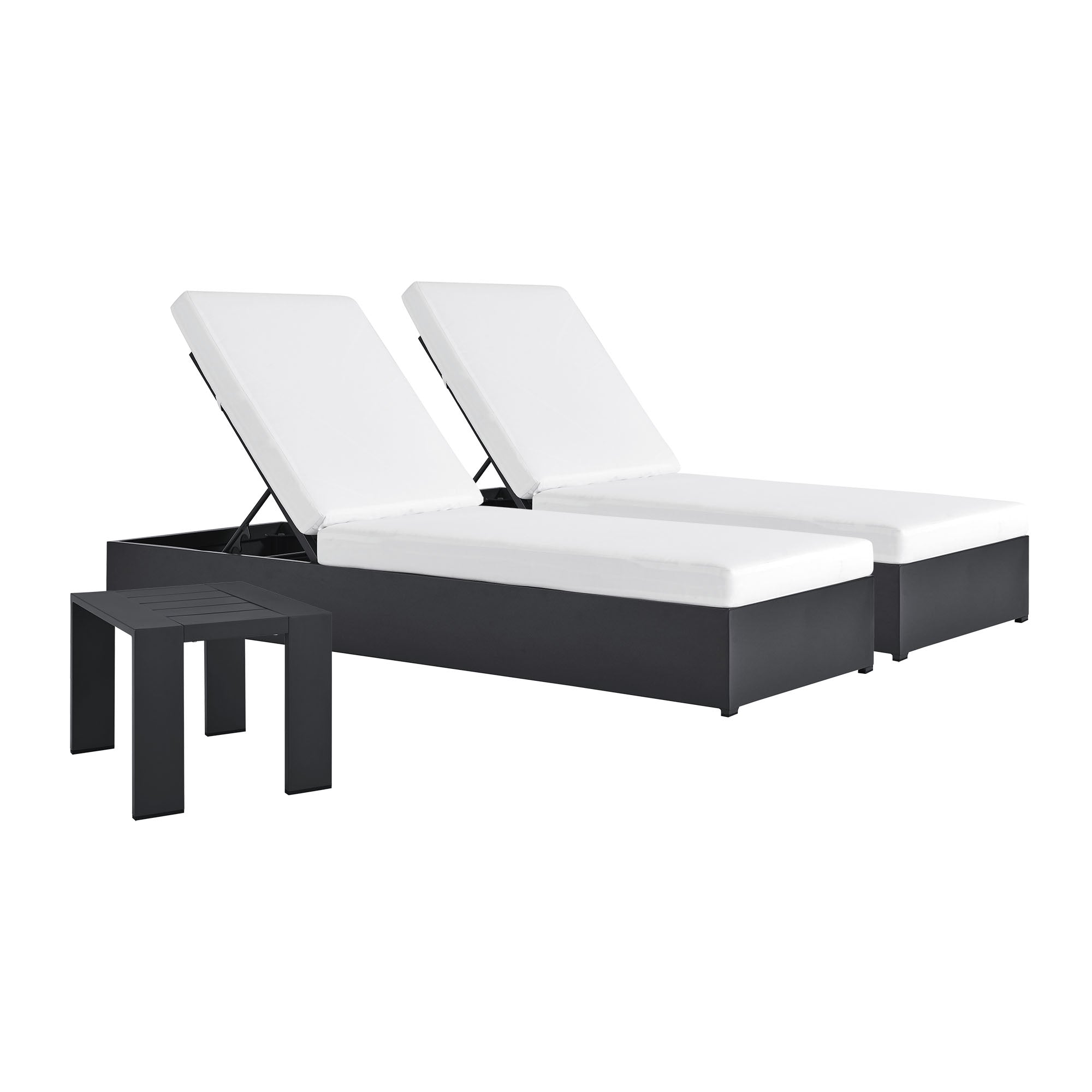 Tahoe 3-Piece Outdoor Patio Powder-Coated Aluminum Chaise Lounge Set