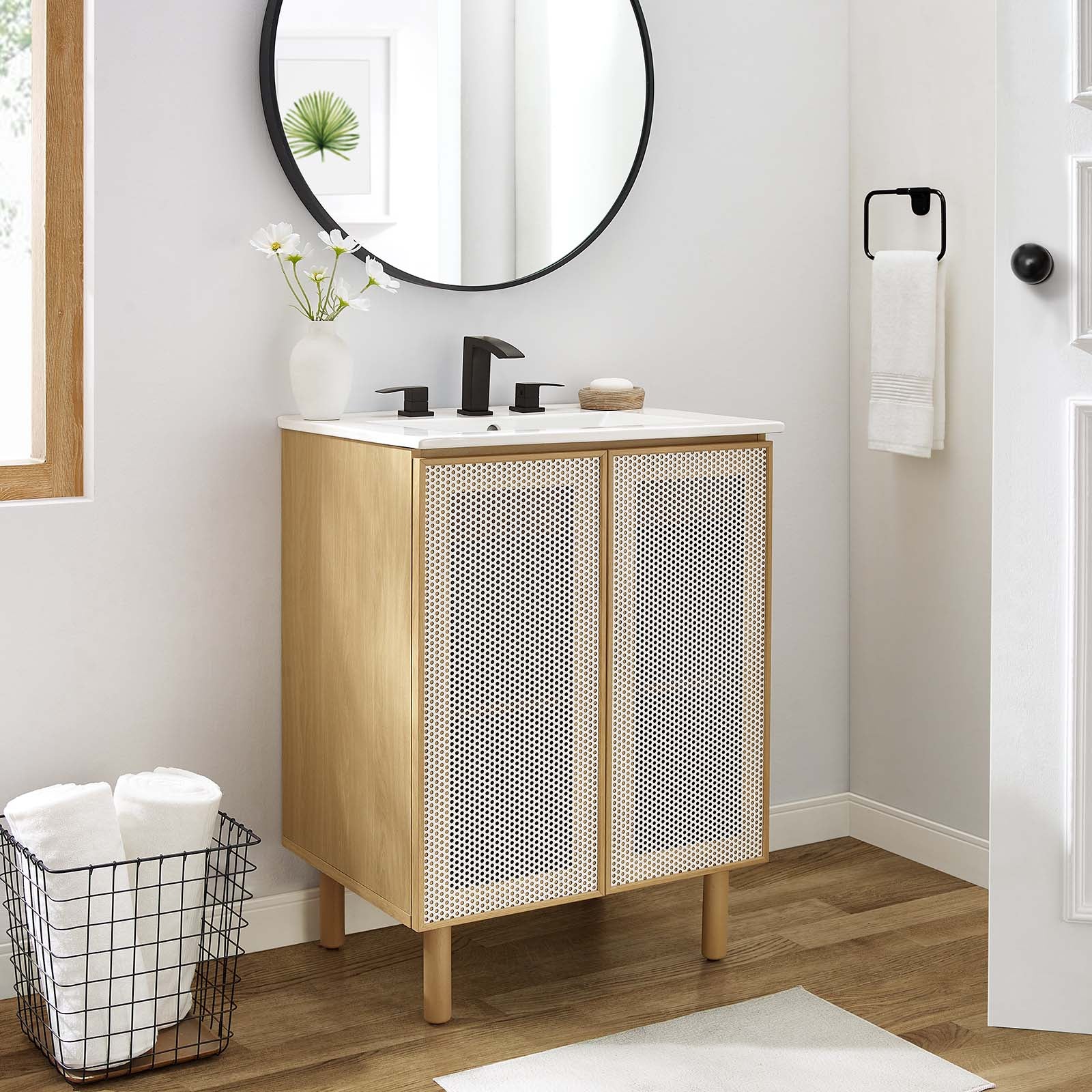 Calla 24" Perforated Metal Bathroom Vanity-Bathroom Vanity-Modway-Wall2Wall Furnishings