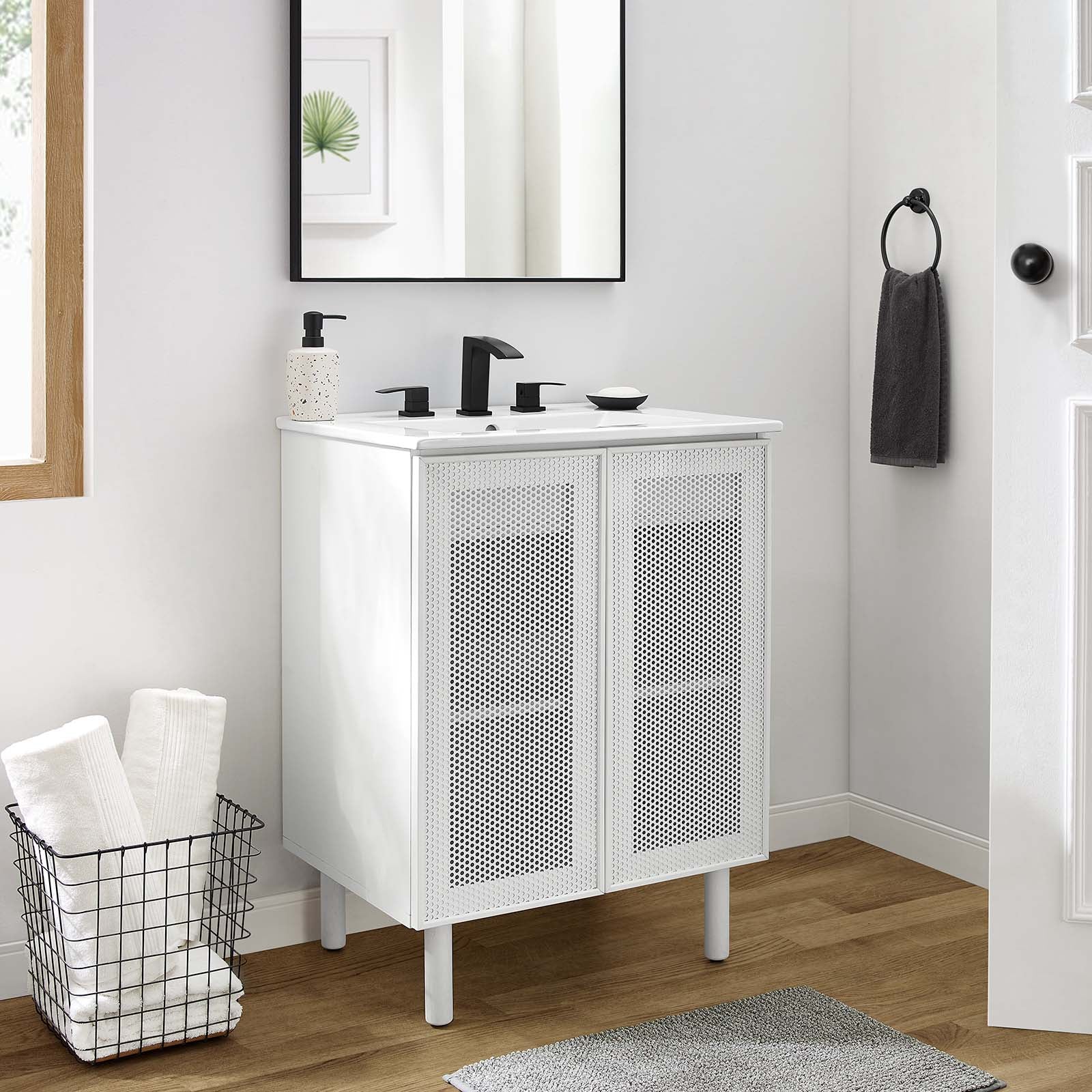 Calla 24" Perforated Metal Bathroom Vanity-Bathroom Vanity-Modway-Wall2Wall Furnishings