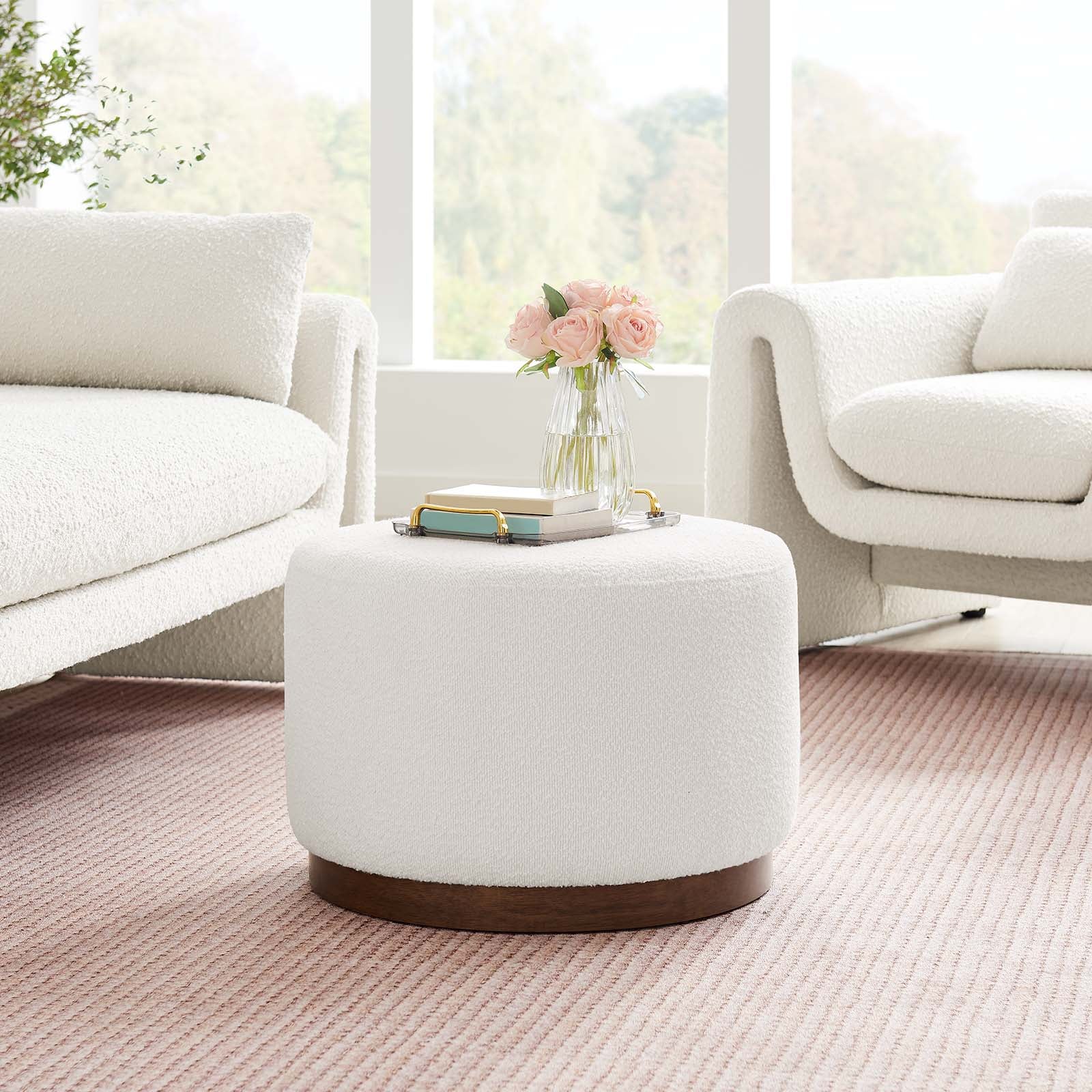 Tilden Large 23" Round Boucle Upholstered Upholstered Ottoman-Ottoman-Modway-Wall2Wall Furnishings