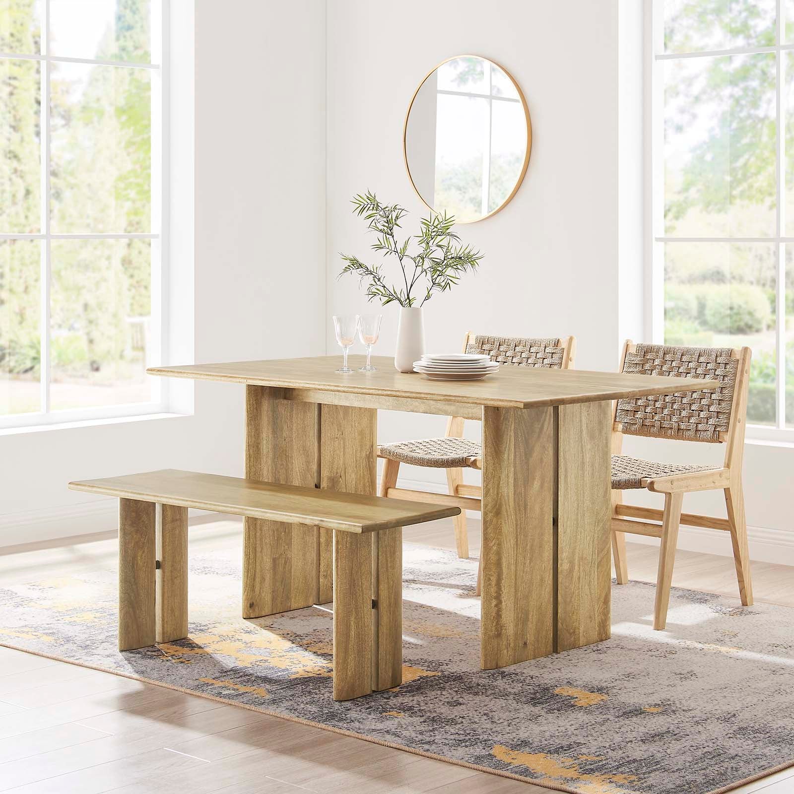 Amistad 60" Wood Dining Table and Bench Set-Dining Set-Modway-Wall2Wall Furnishings
