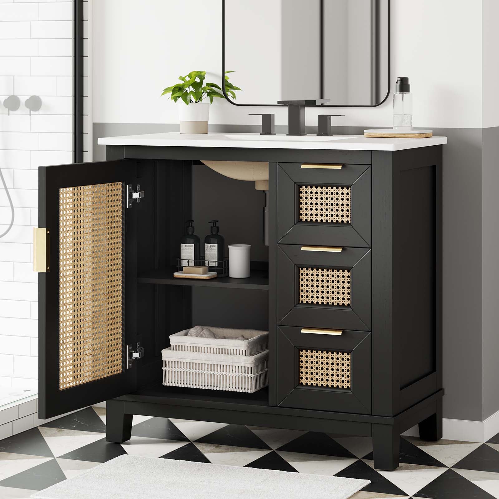 Dixie 36” Solid Wood Bathroom Vanity Cabinet-Bathroom Vanity-Modway-Wall2Wall Furnishings