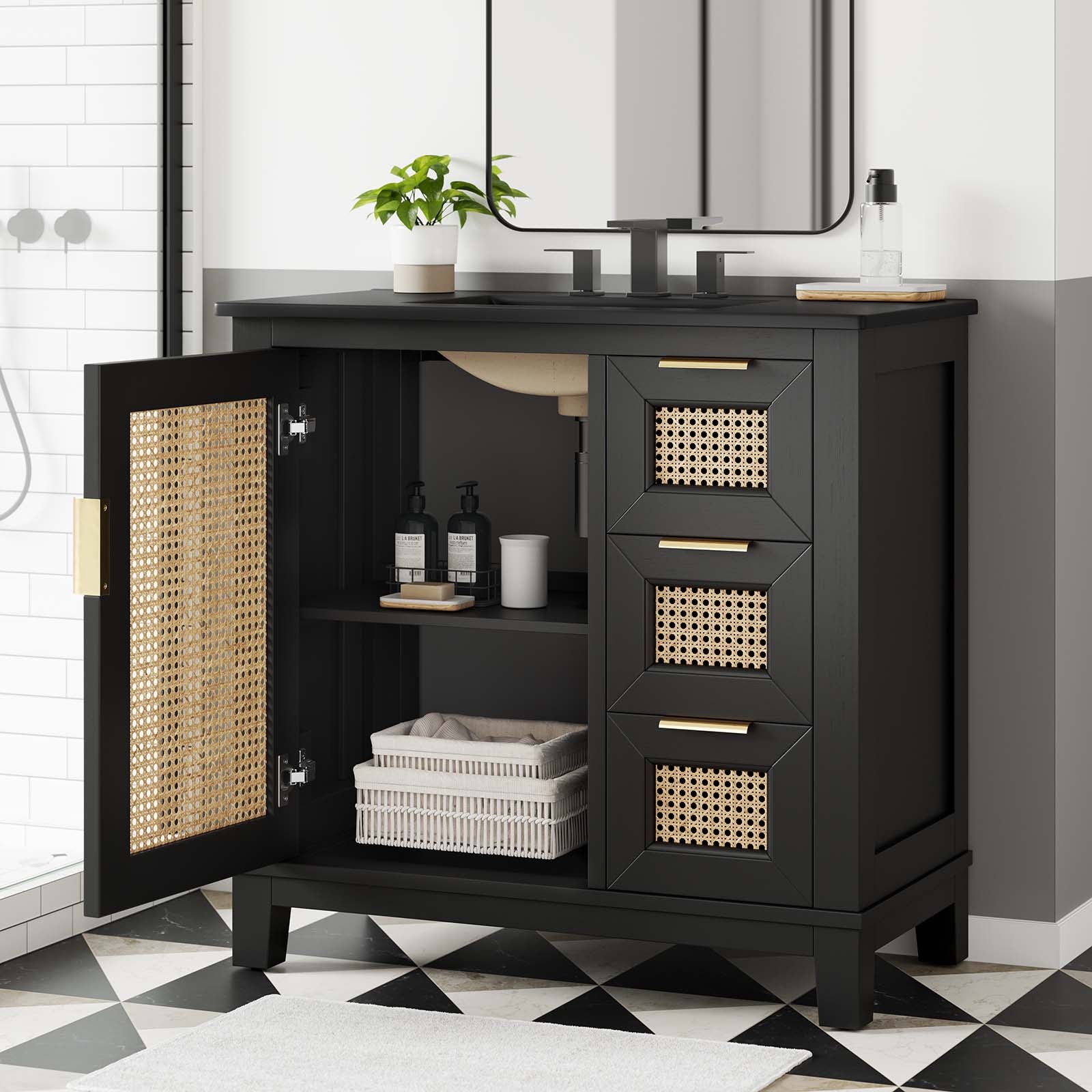 Dixie 36” Solid Wood Bathroom Vanity Cabinet-Bathroom Vanity-Modway-Wall2Wall Furnishings