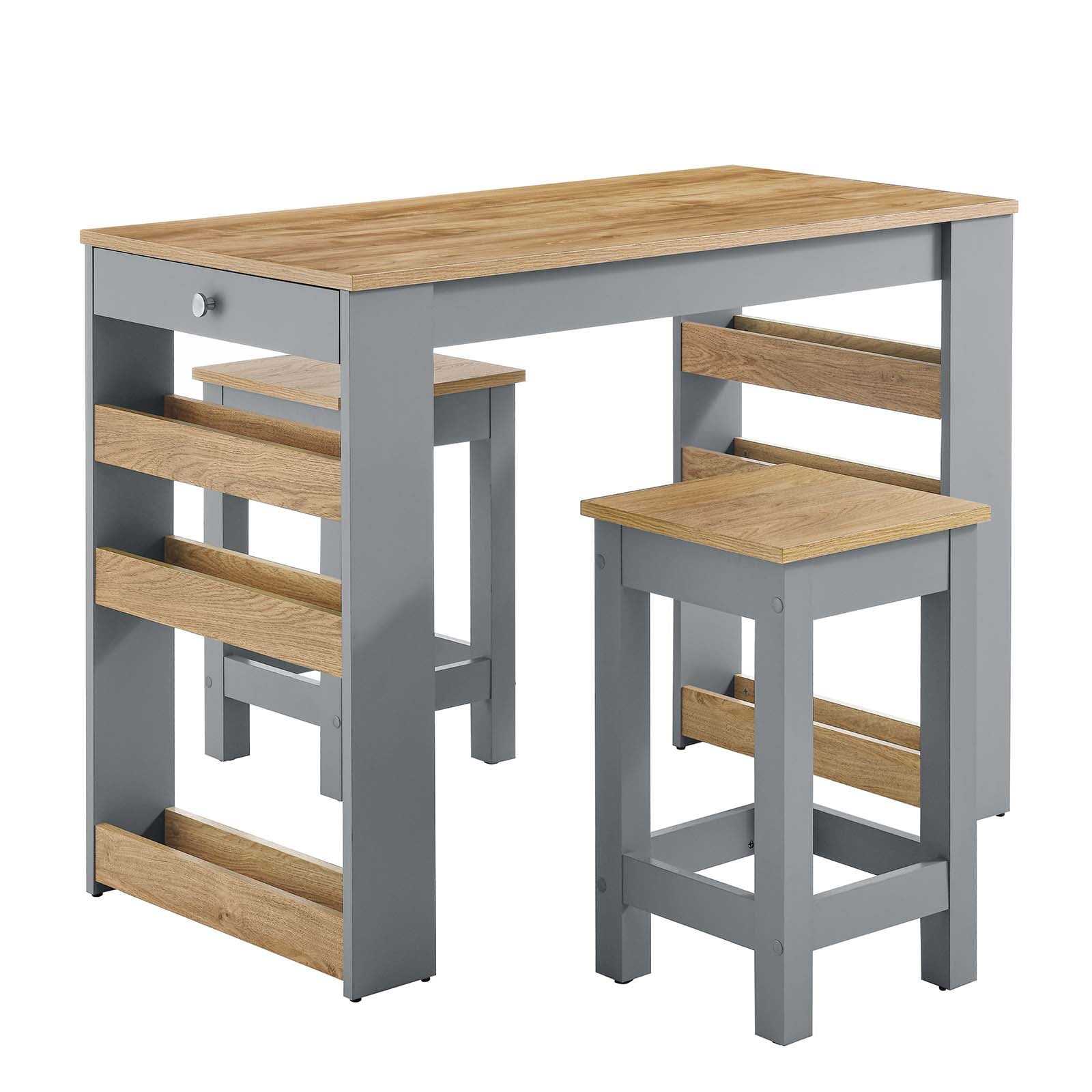 Galley 3-Piece Kitchen Island and Stool Set-Dining Set-Modway-Wall2Wall Furnishings