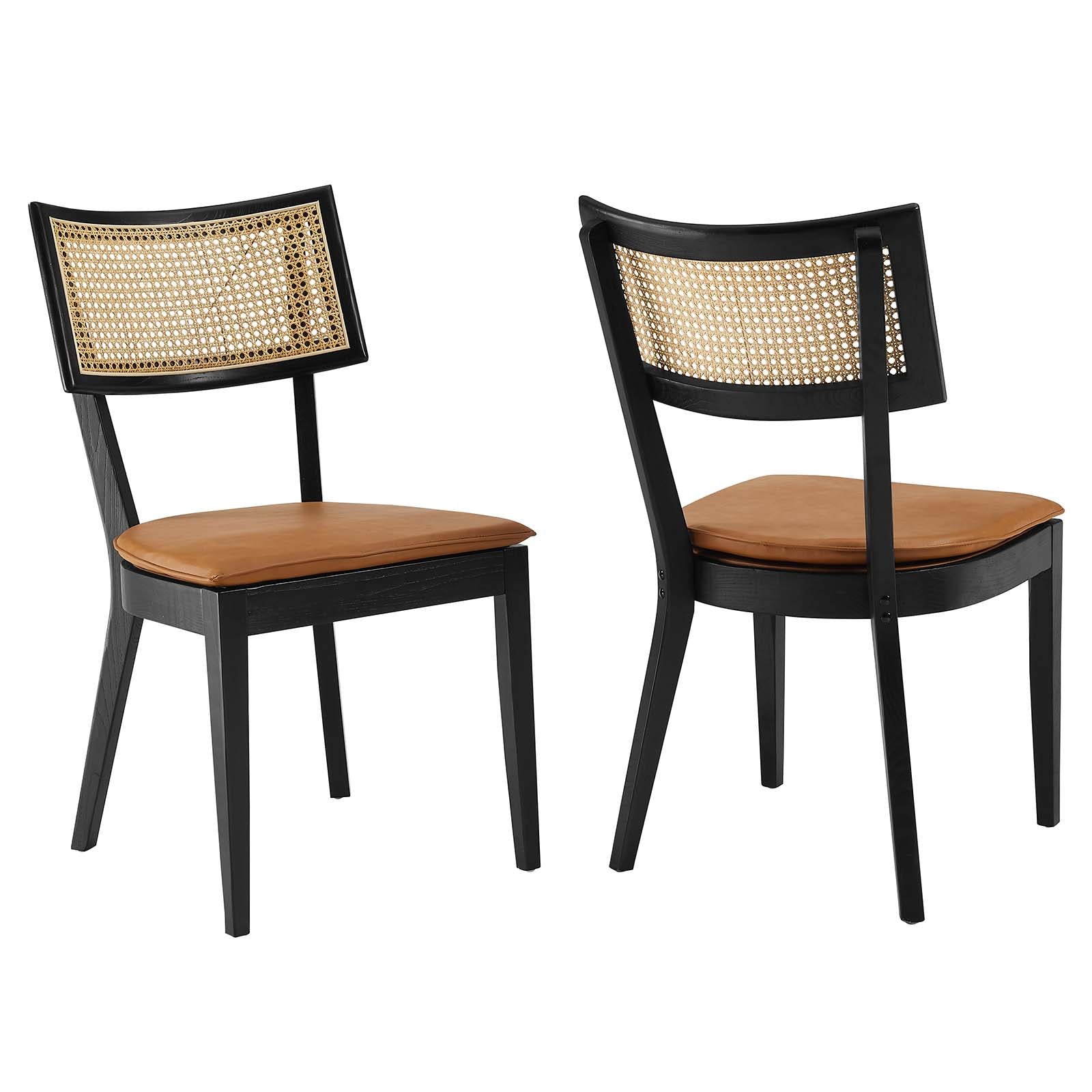 Caledonia Vegan Leather Upholstered Wood Dining Chairs - Set of 2-Dining Chair-Modway-Wall2Wall Furnishings