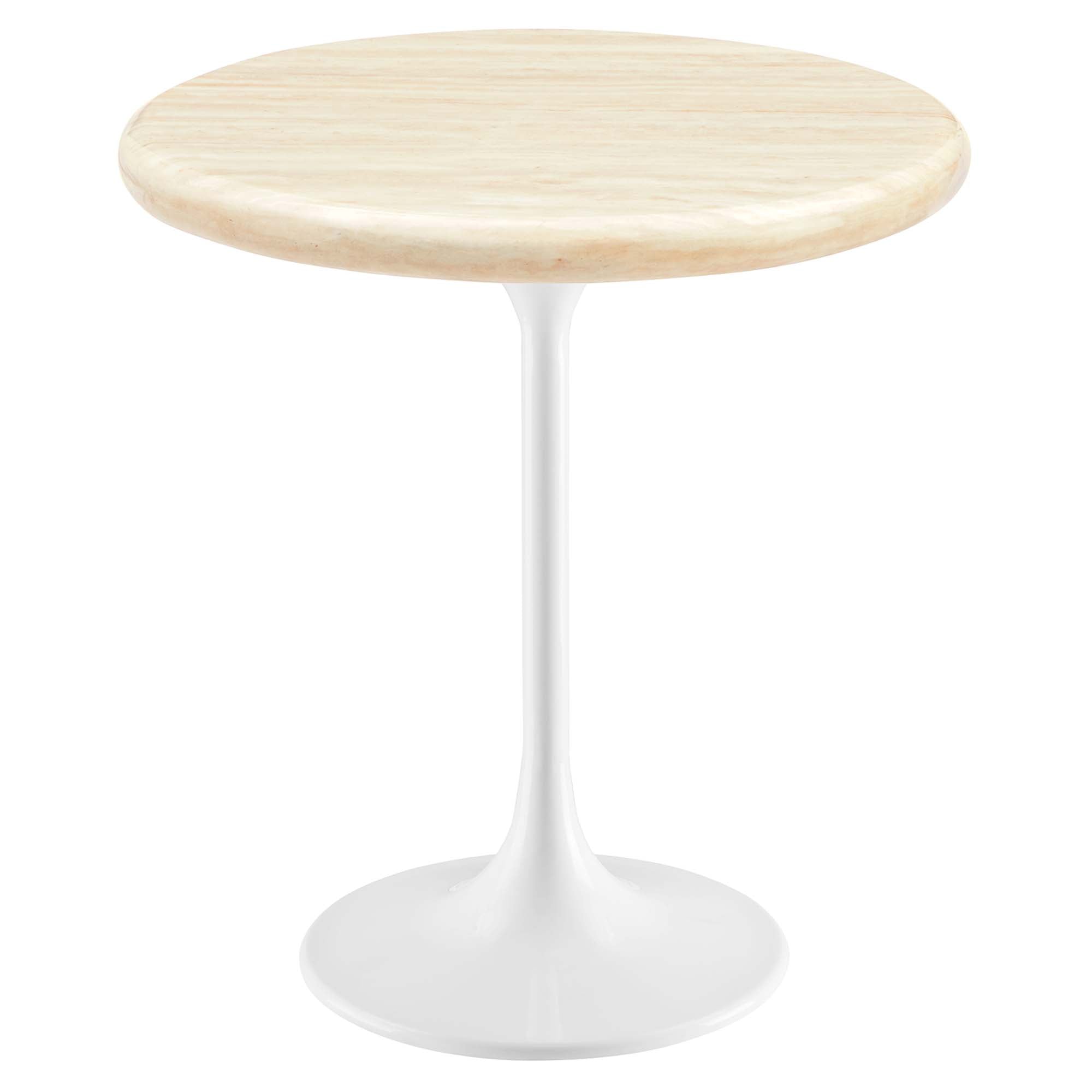 Lippa 20" Round Faux Travertine Side Table