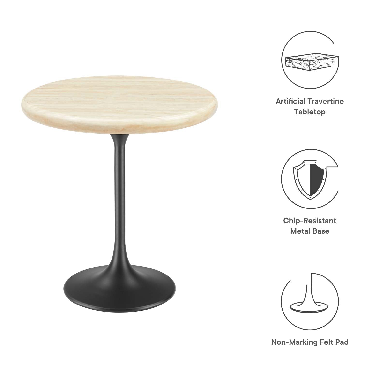 Lippa 20" Round Artificial Travertine Side Table-Side Table-Modway-Wall2Wall Furnishings