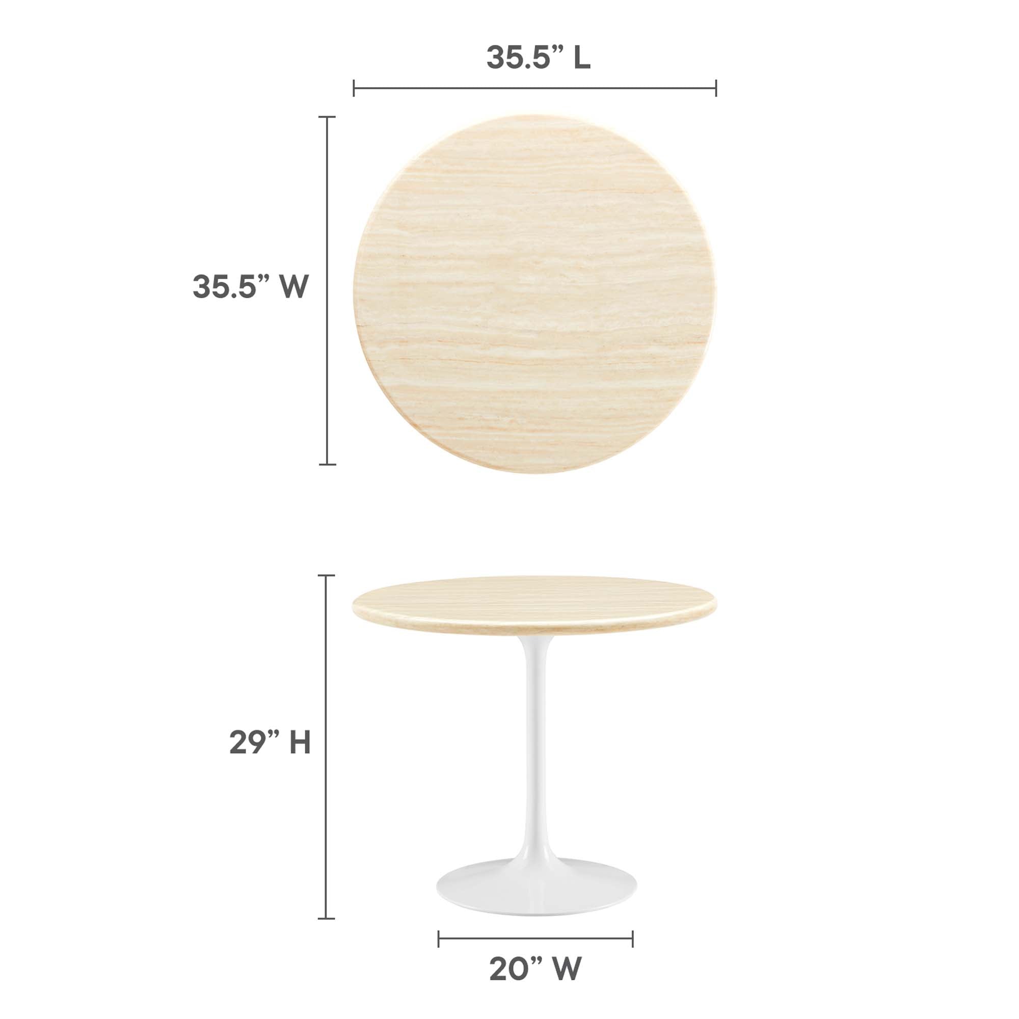 Lippa 36" Round Faux Travertine Dining Table