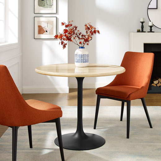 Lippa 36" Round Faux Travertine Dining Table