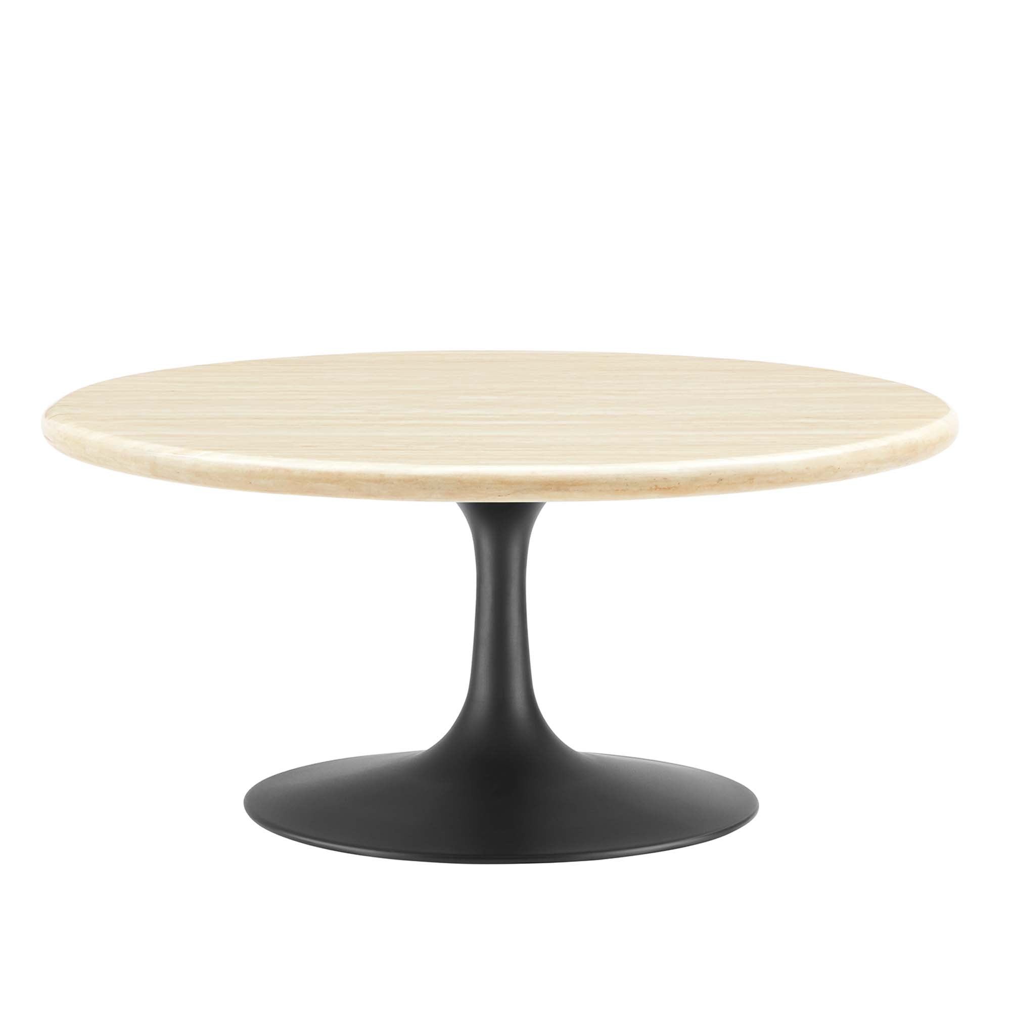 Lippa 36" Round Faux Travertine Coffee Table