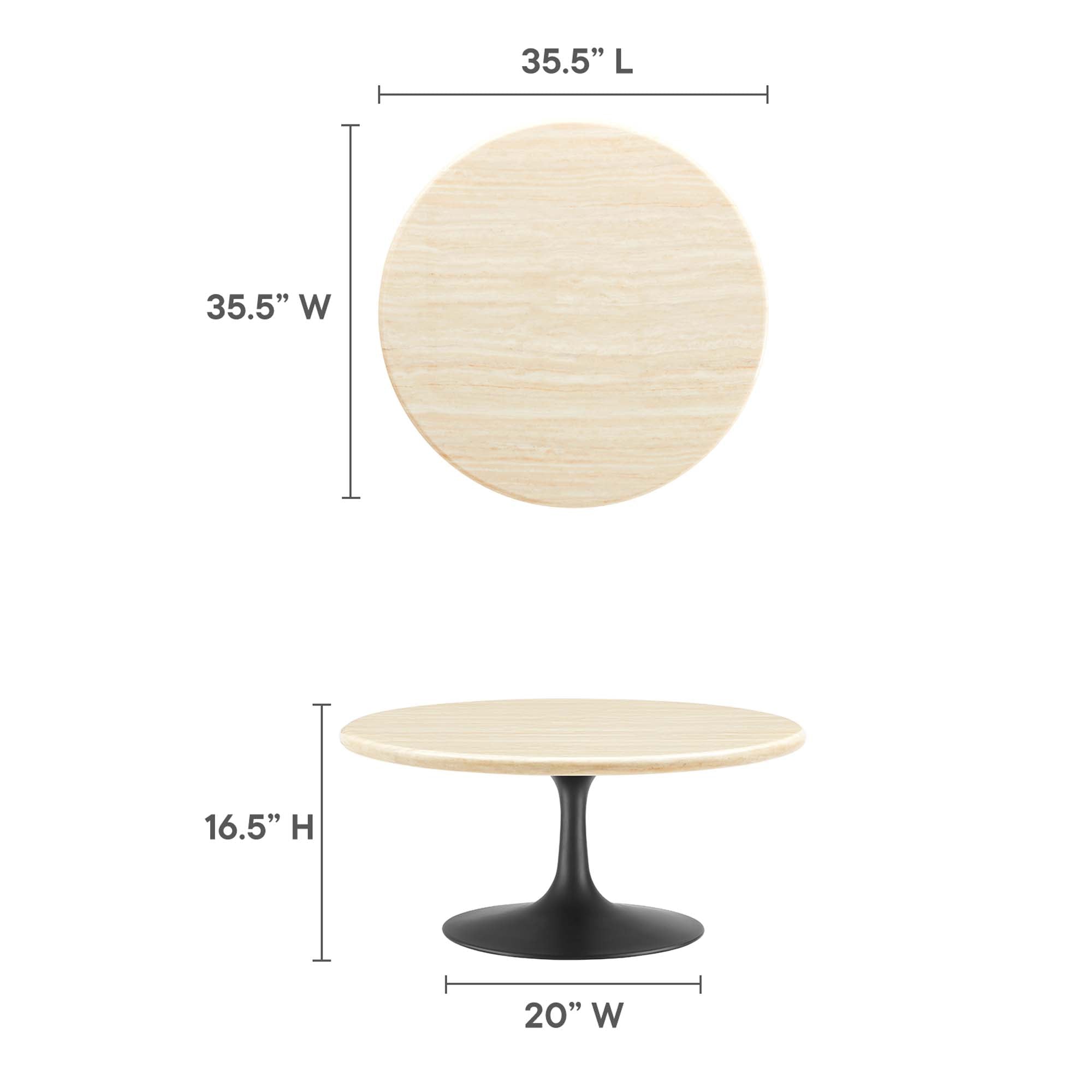 Lippa 36" Round Faux Travertine Coffee Table