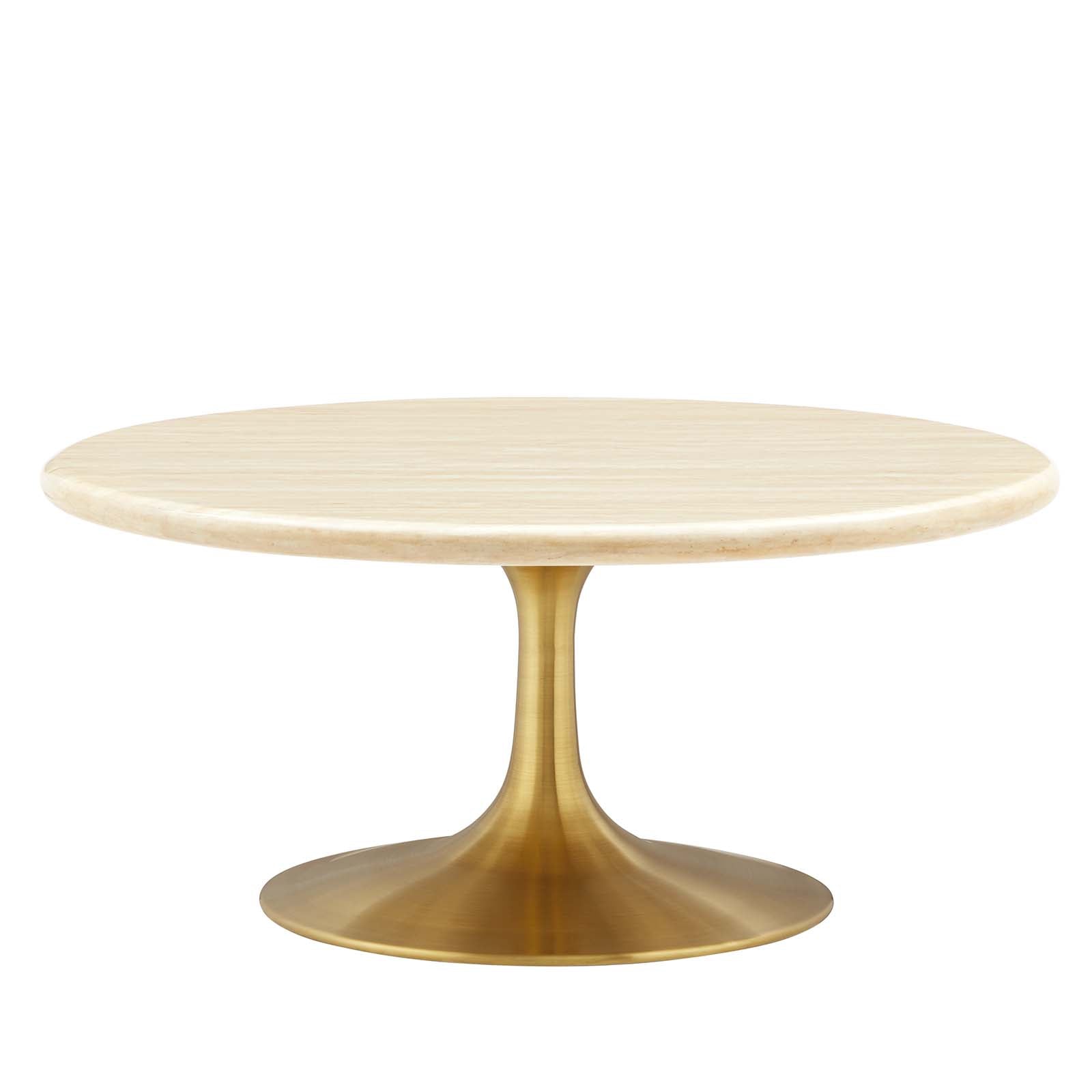 Lippa 36” Round Artificial Travertine Coffee Table-Coffee Table-Modway-Wall2Wall Furnishings