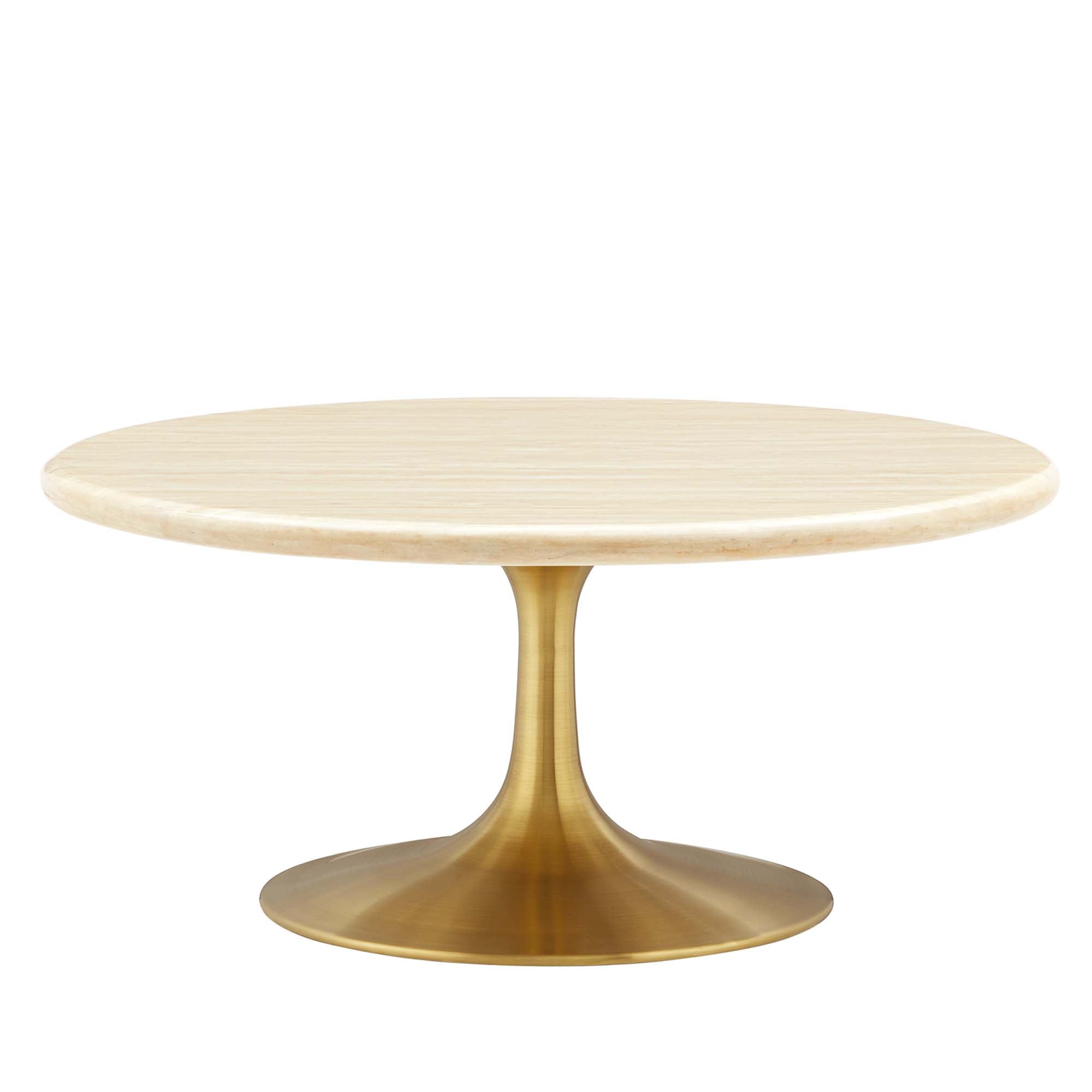Lippa 36" Round Faux Travertine Coffee Table