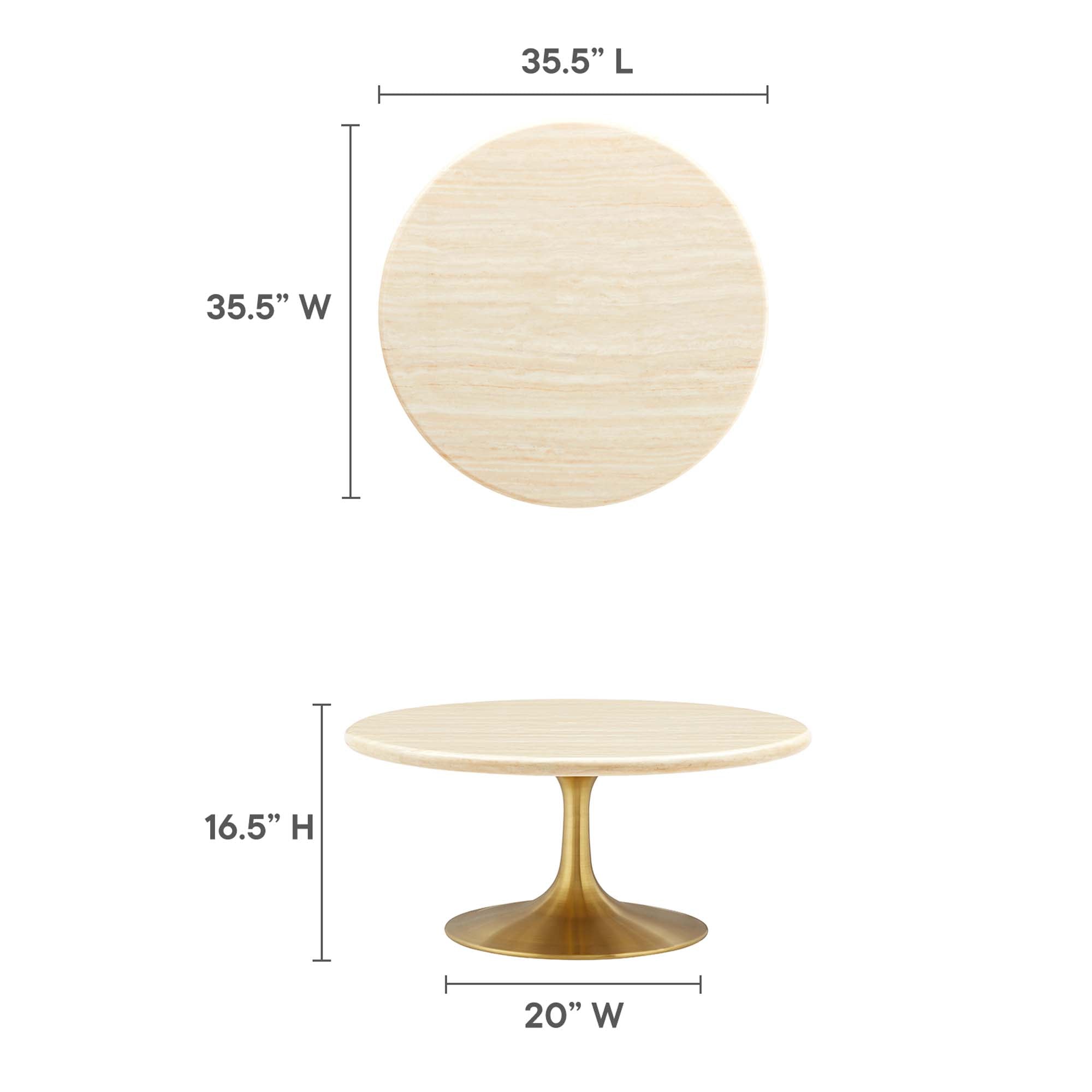 Lippa 36" Round Faux Travertine Coffee Table