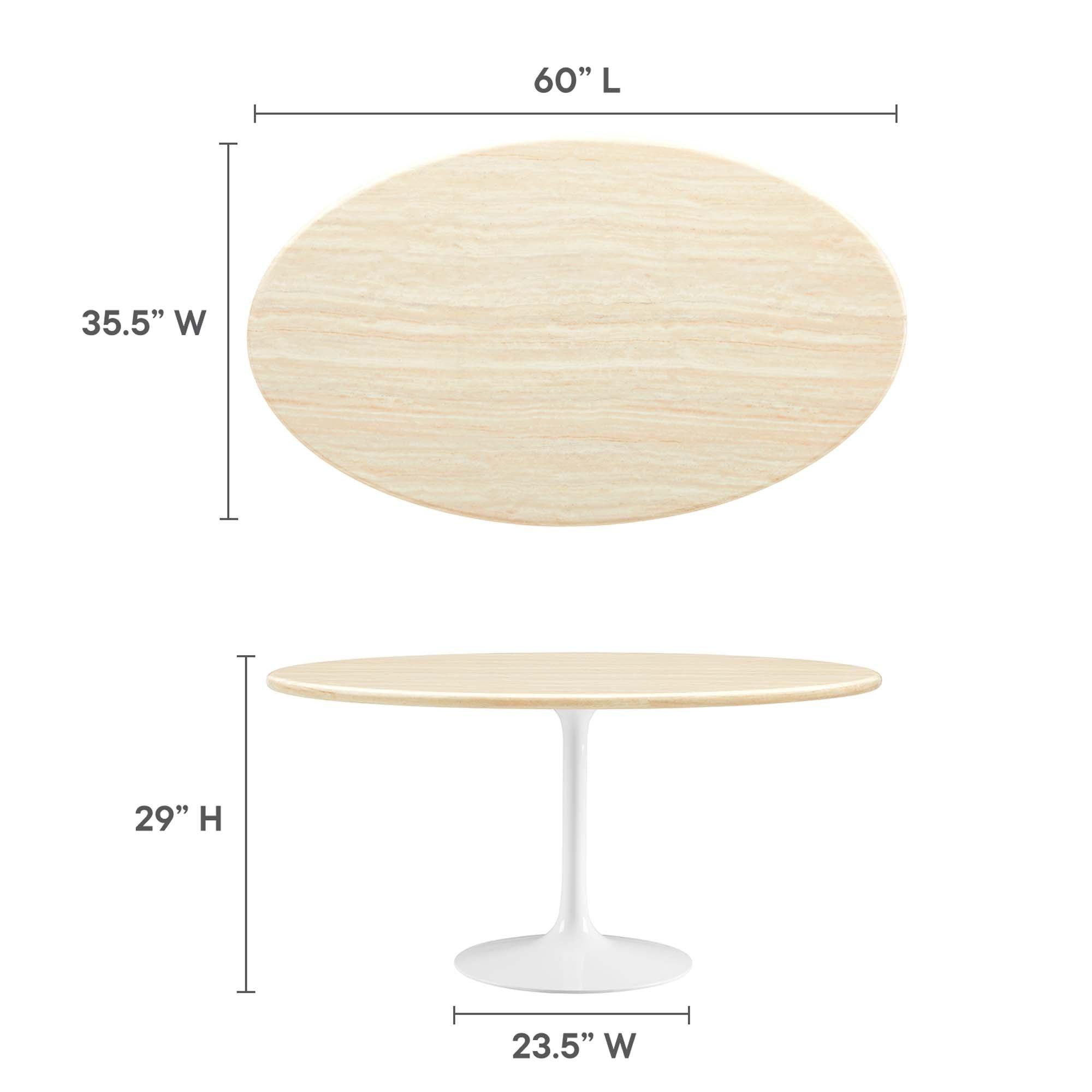 Lippa 60” Oval Faux Travertine Dining Table