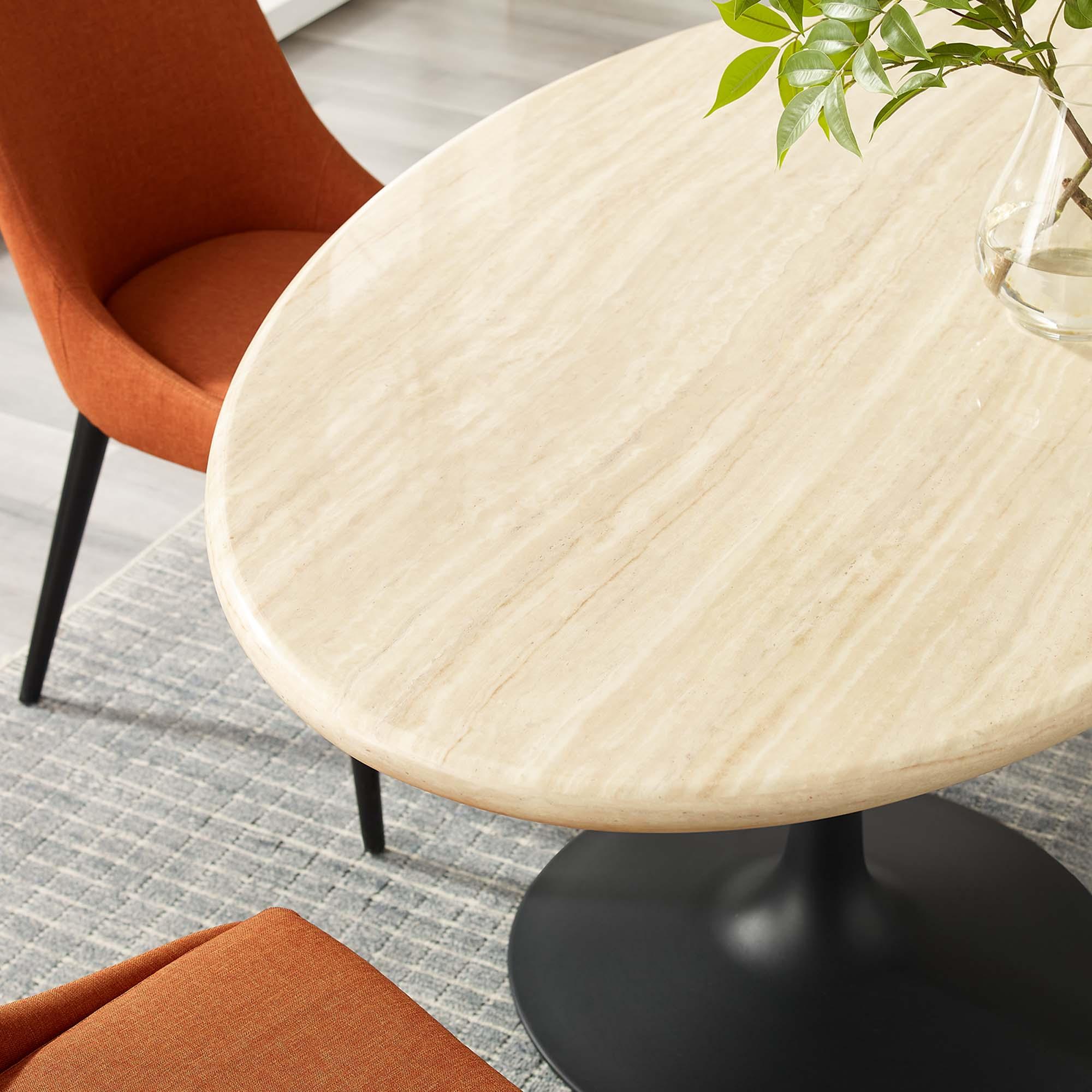 Lippa 60" Oval Faux Travertine Dining Table