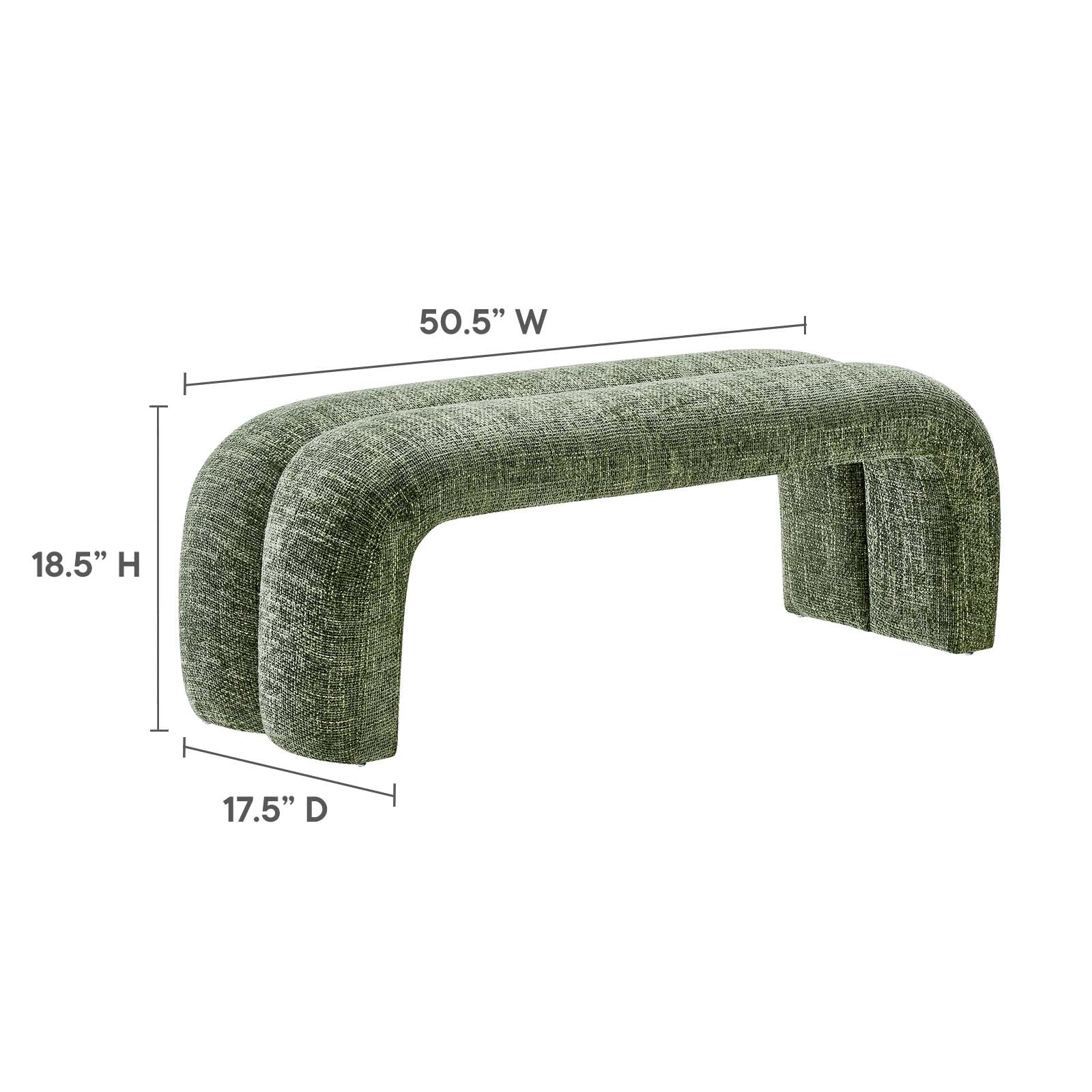 Dax 50.5" Chenille Upholstered Accent Bench-Bench-Modway-Wall2Wall Furnishings