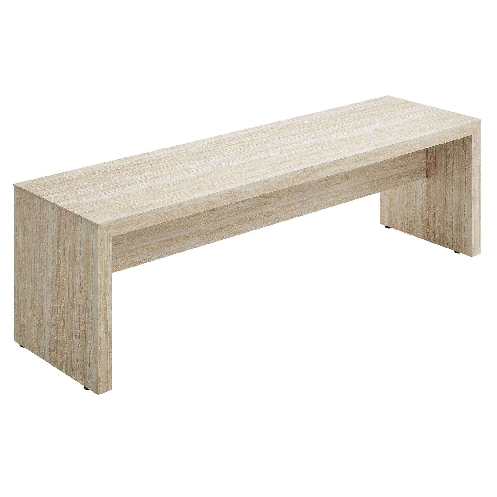 Mirella 62" Faux Travertine Long Bench-Table-Modway-Wall2Wall Furnishings