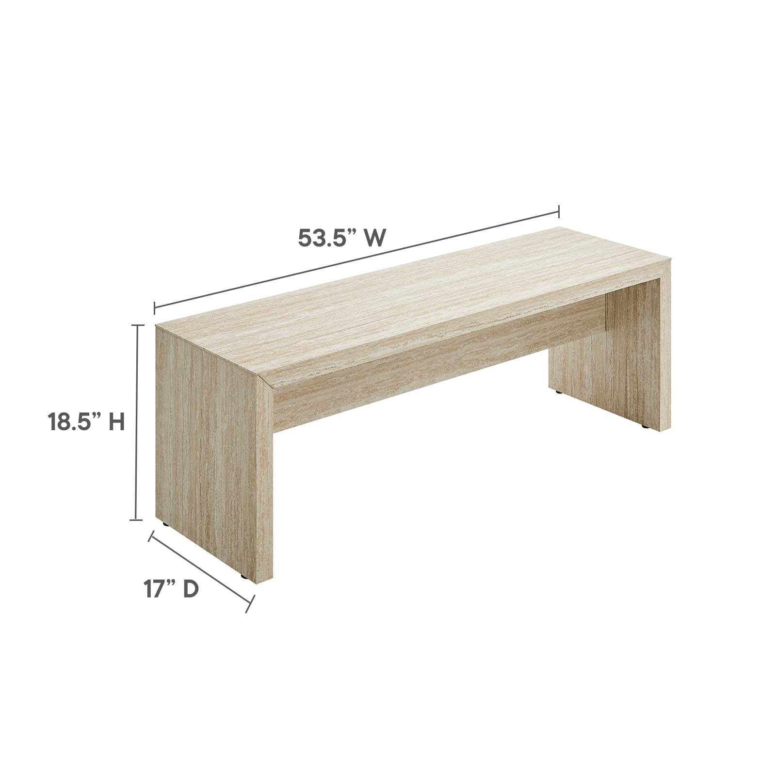 Mirella 53.5” Faux Travertine Bench-Table-Modway-Wall2Wall Furnishings