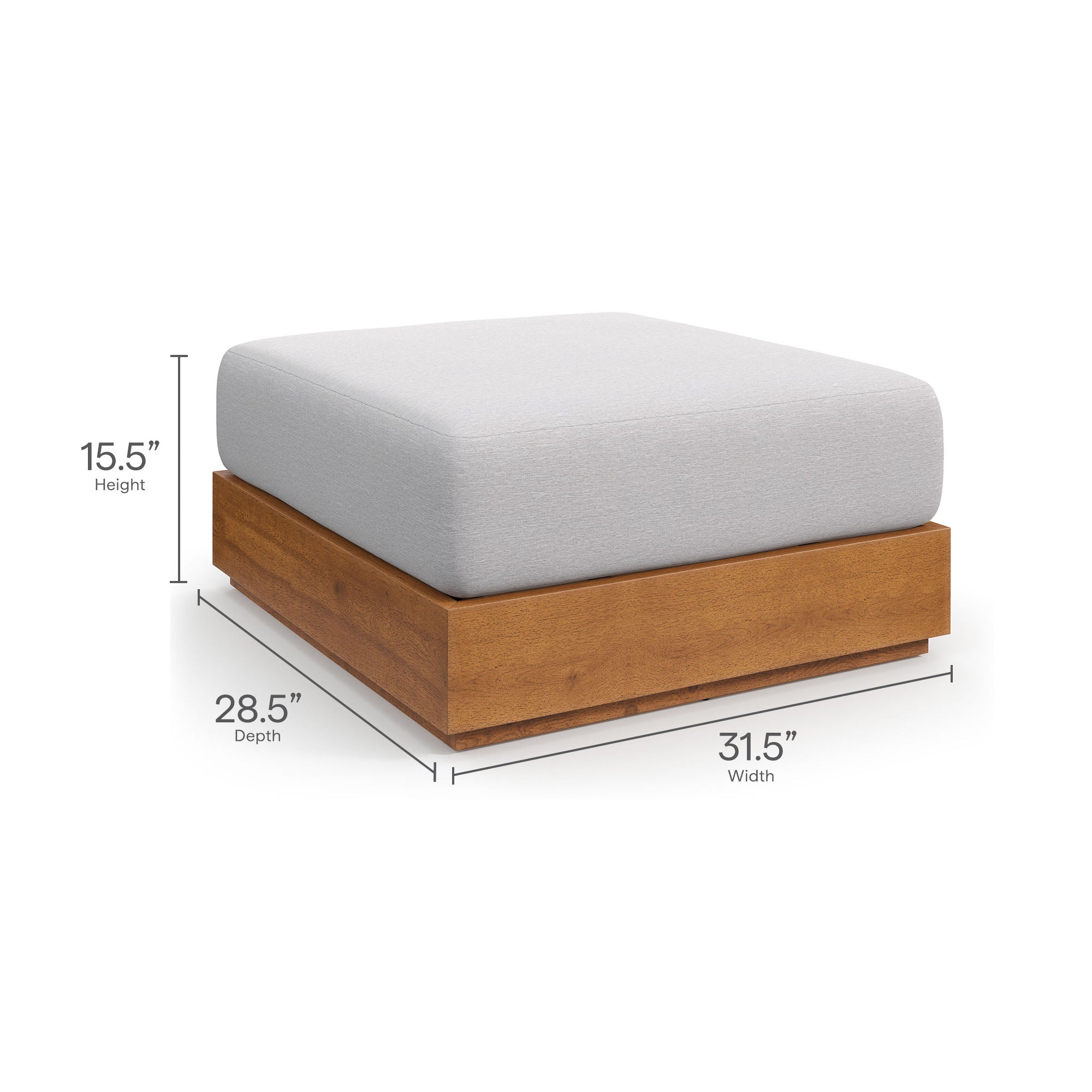 Tahoe Outdoor Patio Acacia Wood Ottoman
