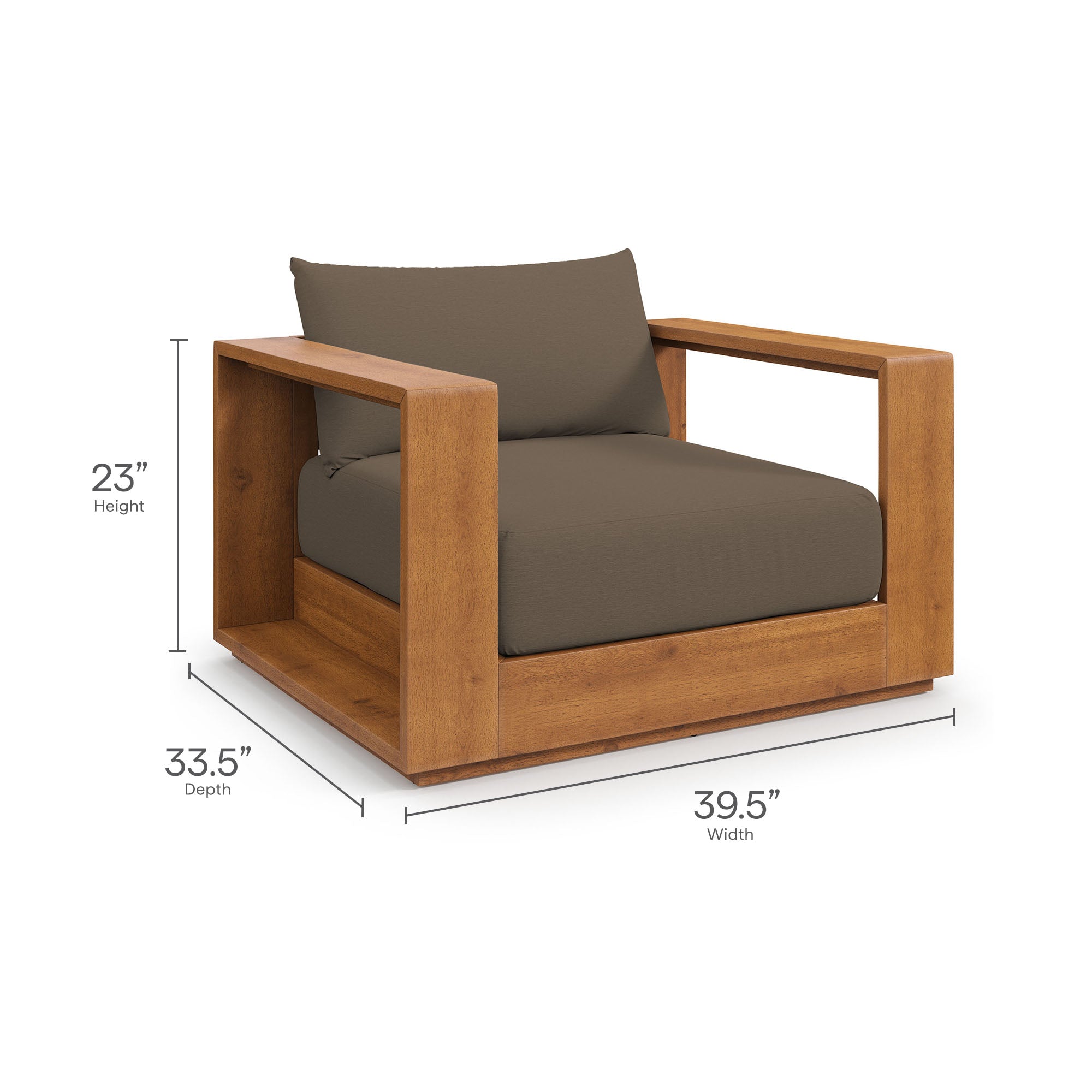 Tahoe 2-Piece Outdoor Patio Acacia Wood Armchair and Ottoman Set