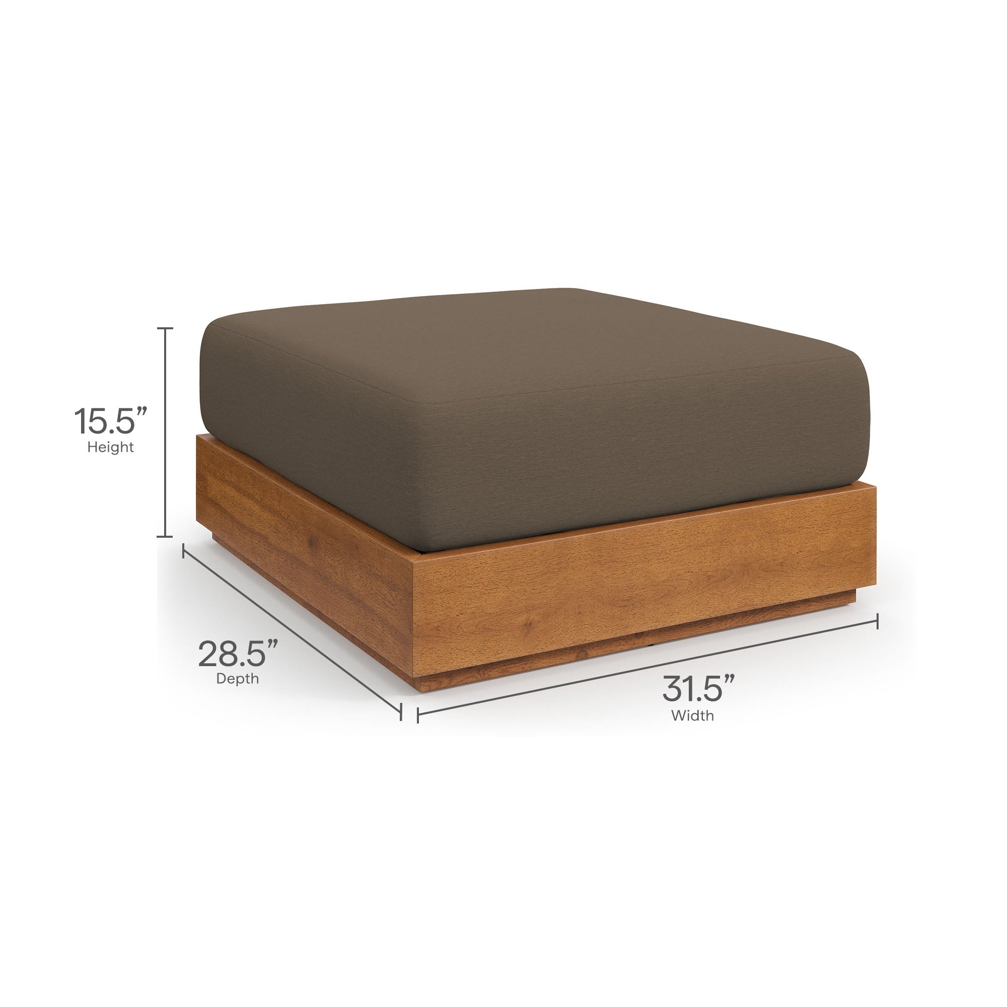Tahoe 2-Piece Outdoor Patio Acacia Wood Armchair and Ottoman Set