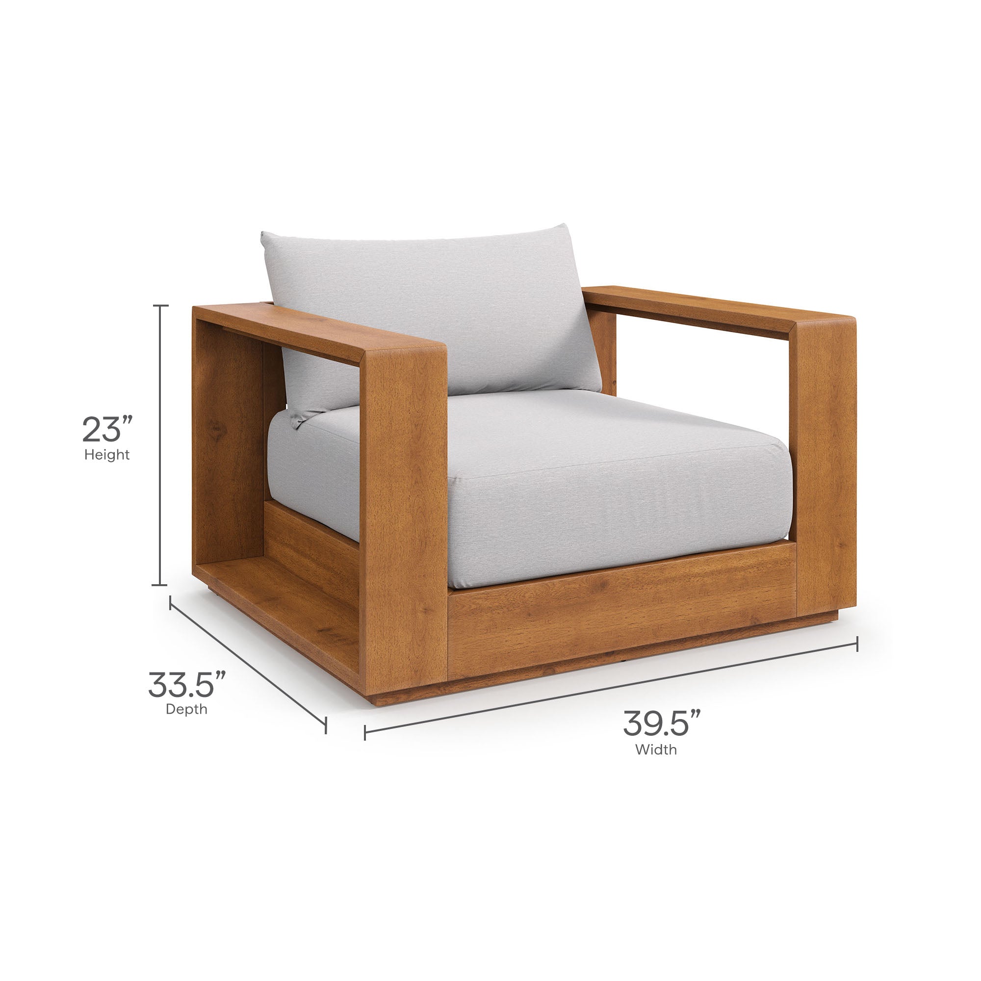 Tahoe 2-Piece Outdoor Patio Acacia Wood Armchair and Ottoman Set