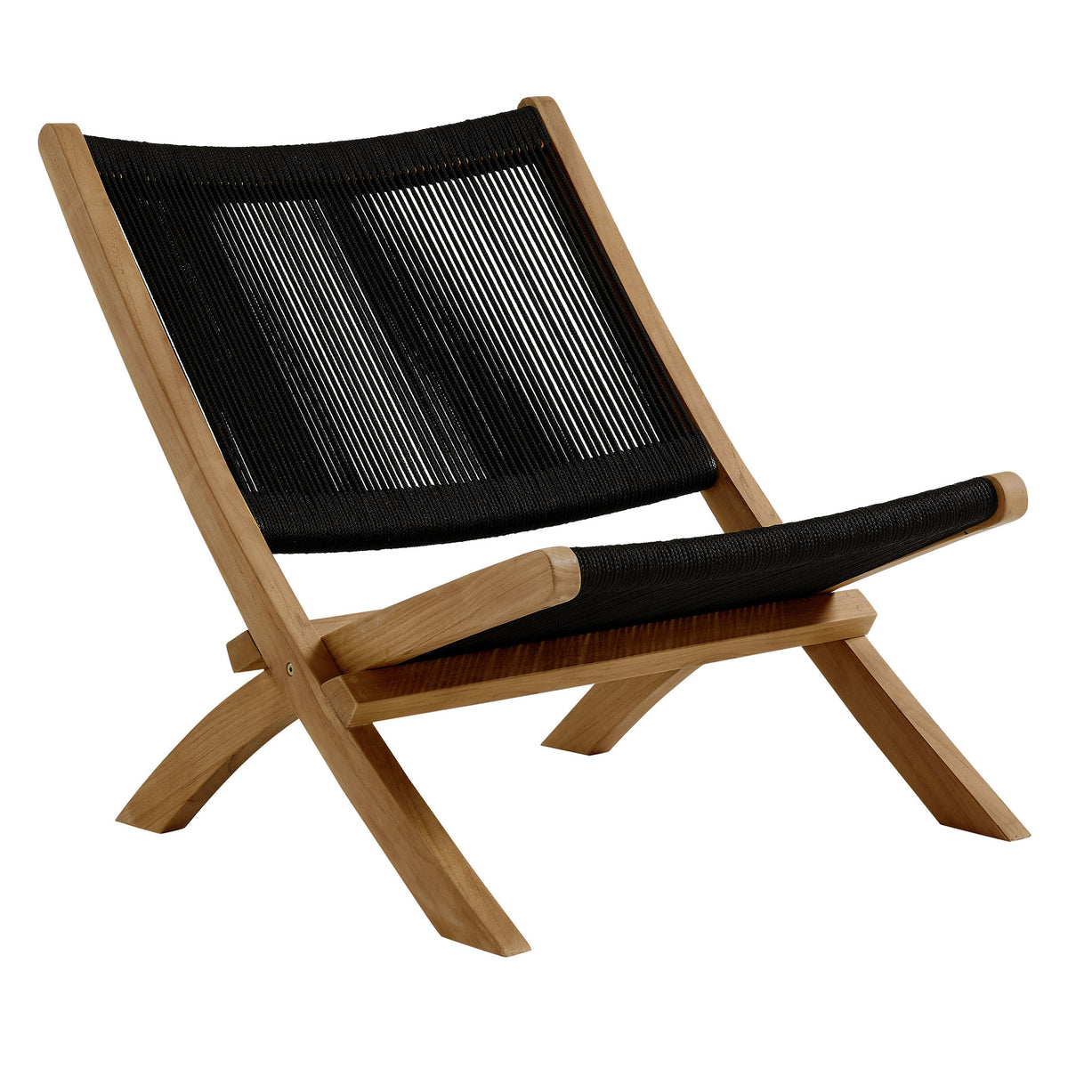 Vienna 2-Piece Outdoor Patio Teak and Rope Folding Accent Lounge Chair and Ottoman Set