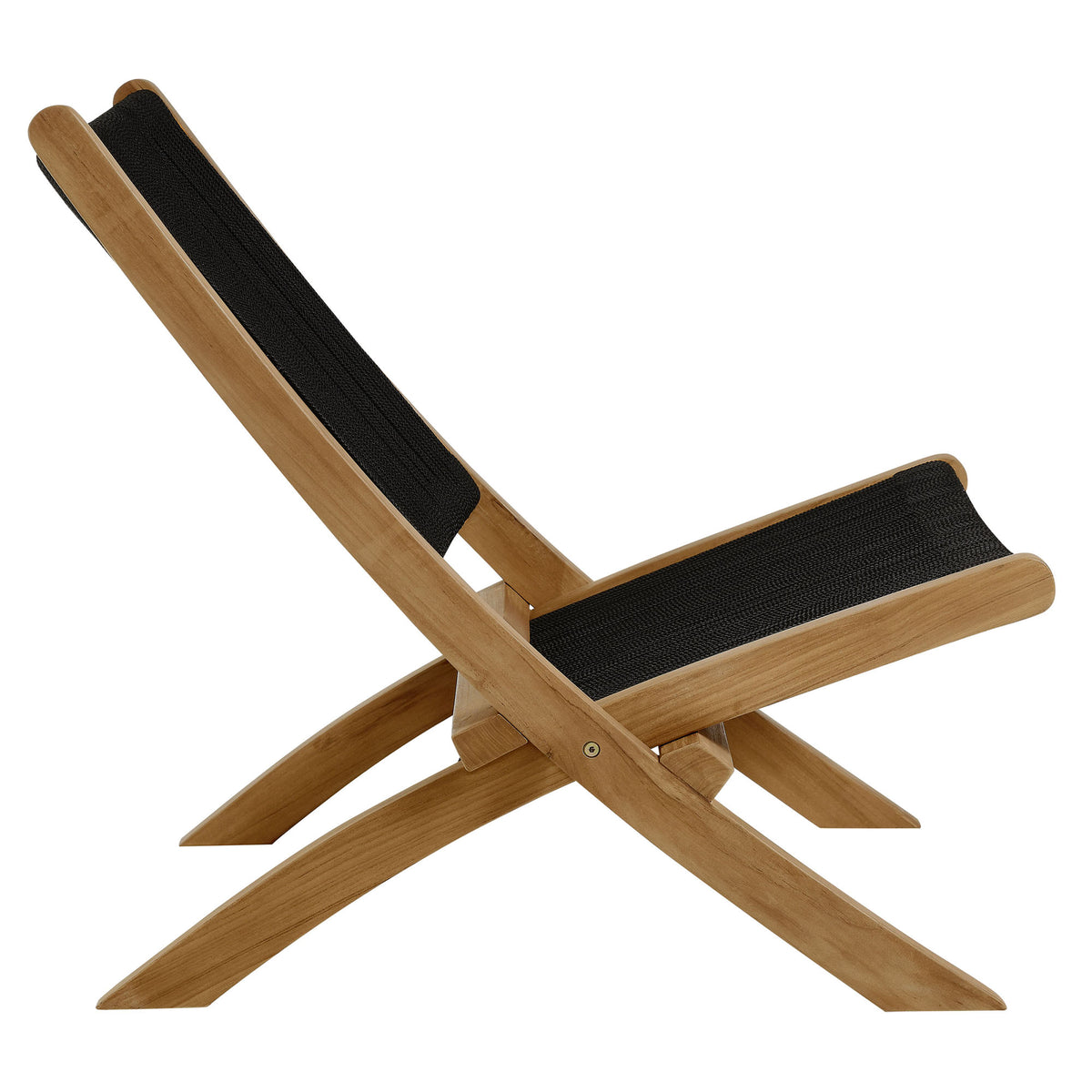 Vienna 2-Piece Outdoor Patio Teak and Rope Folding Accent Lounge Chair and Ottoman Set