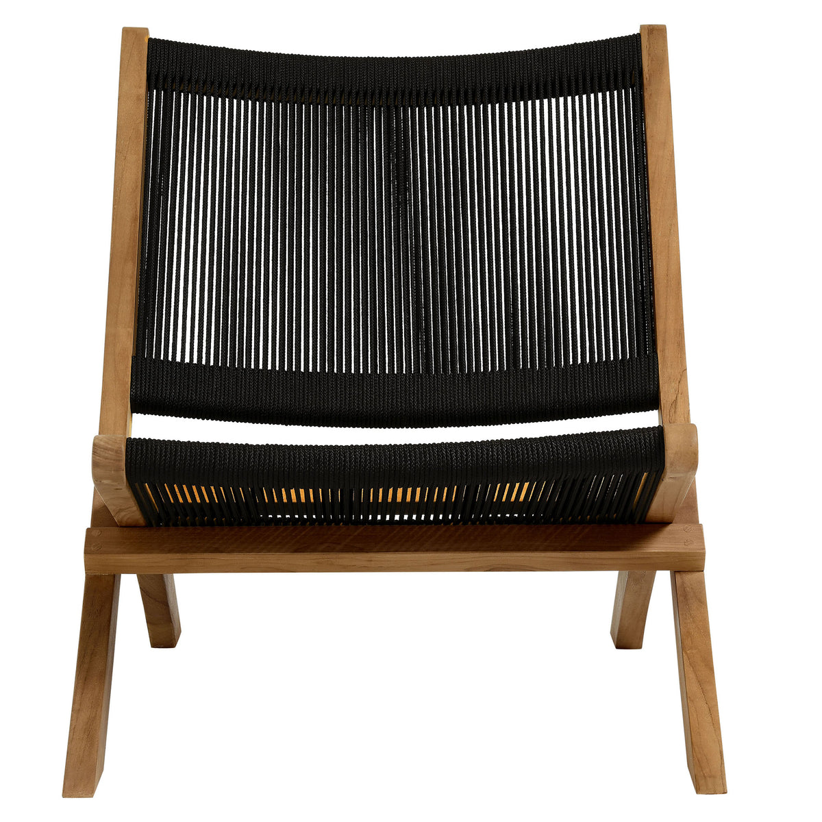 Vienna 2-Piece Outdoor Patio Teak and Rope Folding Accent Lounge Chair and Ottoman Set