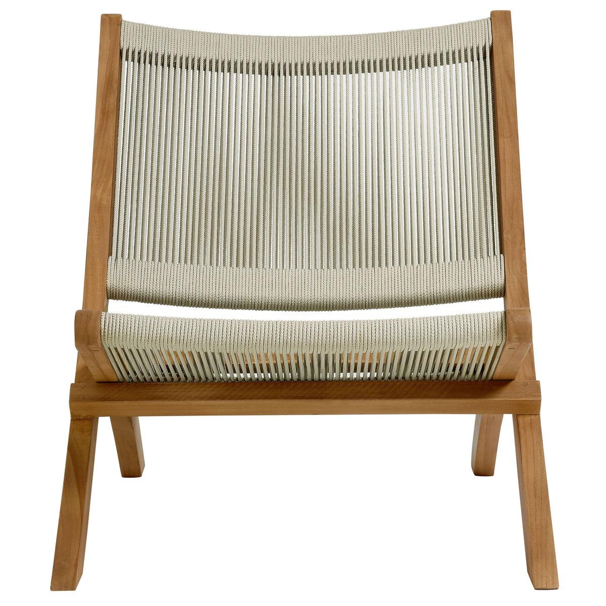 Vienna 2-Piece Outdoor Patio Teak and Rope Folding Accent Lounge Chair and Ottoman Set