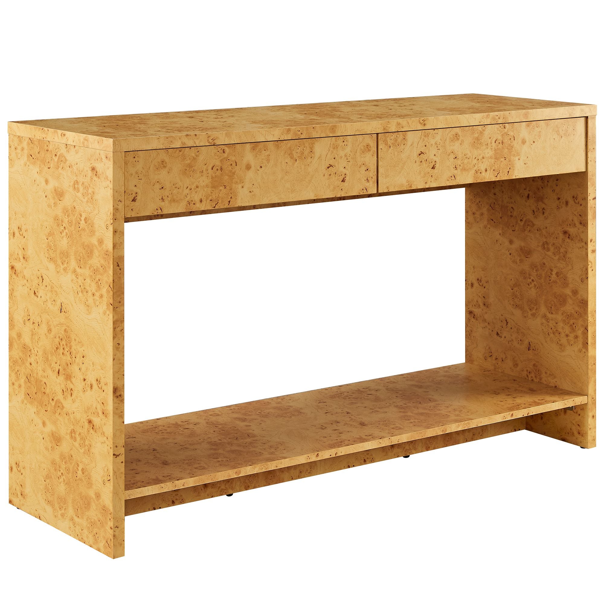 Hudson 2-Drawer Burl Wood Console Table