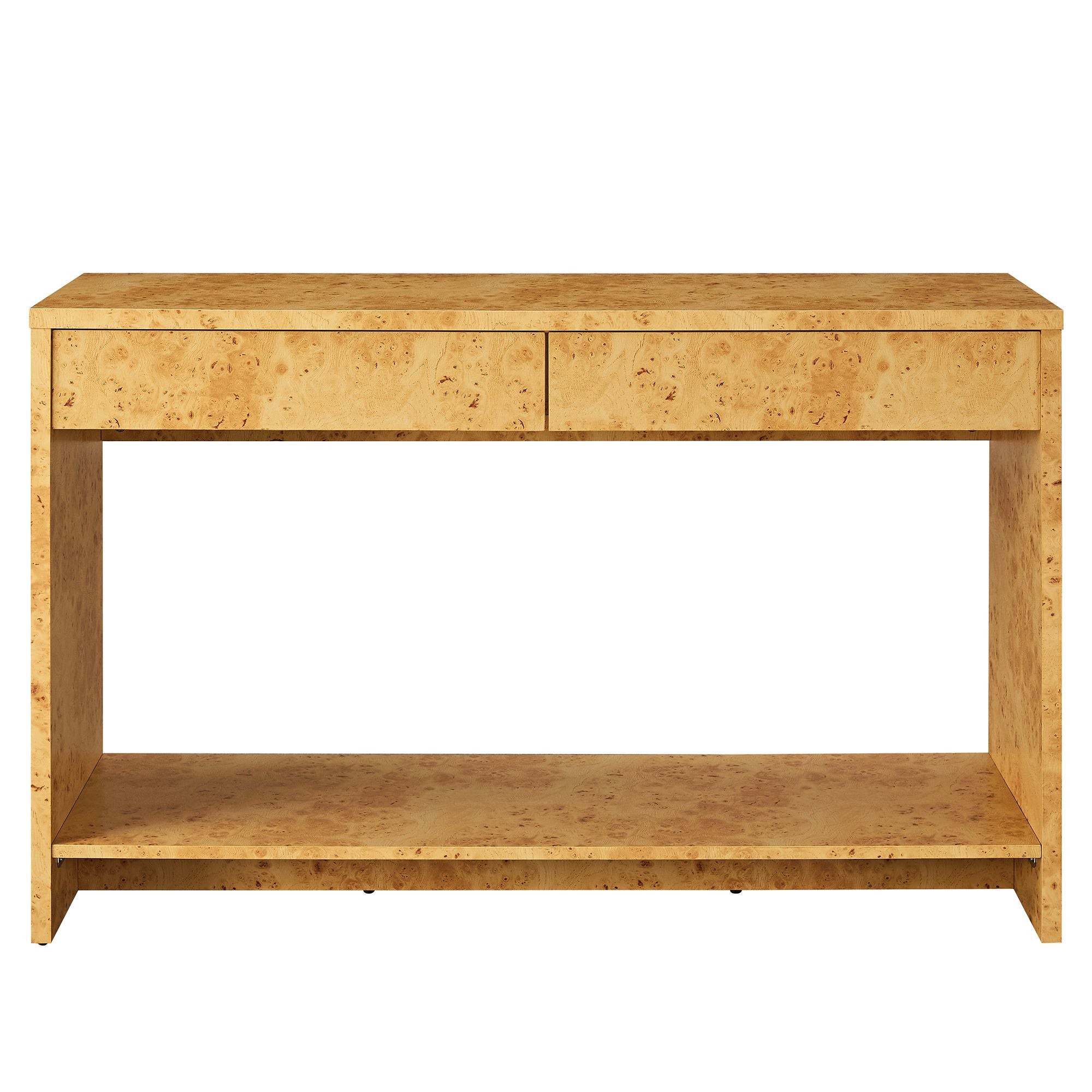 Hudson 2-Drawer Burl Wood Console Table